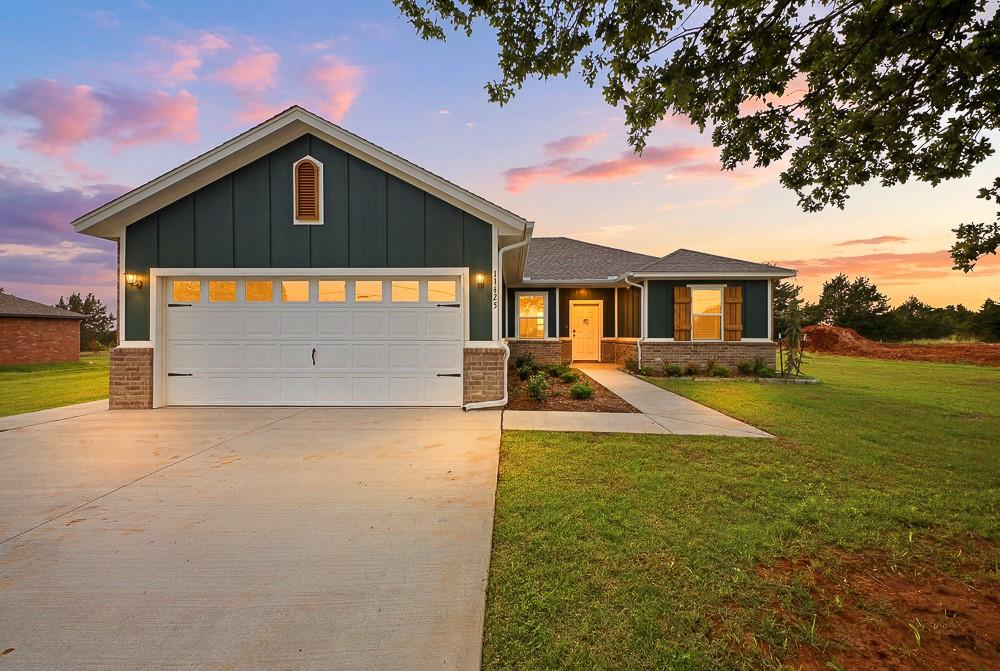 *$10,000 Builder incentive PLUS blinds!!! AND additional incentive using the Builder’s preferred lender!* Welcome to Timberwood, Edmond’s newest large-lot community offering the perfect blend of space, style, and convenience! This beautiful Lincoln floorplan offers 3 spacious bedrooms and 2 full bathrooms on more than a half-acre of peaceful, serene land. Bright, sunbathed, airy and open, the spacious kitchen features granite countertops, a center island, stainless fixtures and appliances, plenty of storage and a large pantry. The kitchen opens to a dining and cozy living room, with upgraded wood-look tile and plenty of large windows for spectacular views! The primary suite features a private bath with a large vanity and a spacious closet, along with two additional bedrooms and another large bathroom. All of this rests on a large lot that not only offers stunning sunrises and sunsets that will take your breath away, but also peaceful, starry nights where you can gather around a fire pit with family and friends and actually be able to see the night sky! The community is SHOP-APPROVED and also qualifies for USDA (zero-down!), and is located in the highly-sought after Edmond Public School District, and conveniently located near plenty of restaurants and shopping, and only minutes from Oklahoma City, Tinker AFB and Stillwater! Ask how several families have already been able to purchase their home this year, bringing ZERO to the closing table and getting a check back at closing!!***