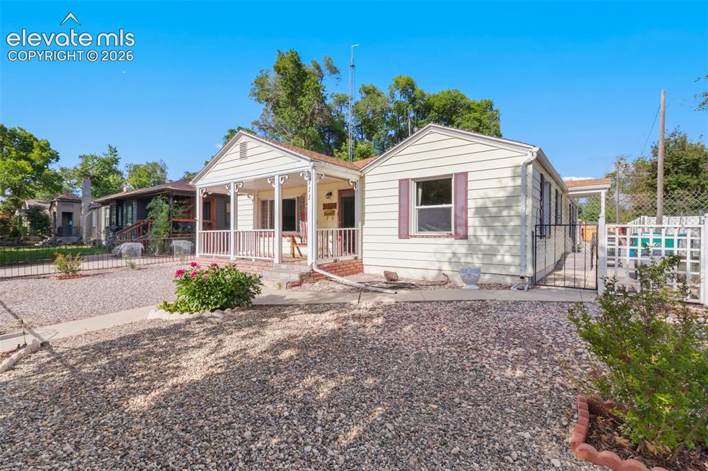 Charming downtown bungalow full of character, updates, & curb appeal! Situated on a beautiful tree-lined street, this inviting home offers the perfect blend of classic charm & modern convenience in an unbeatable location. The adorable front porch welcomes you into a warm & functional floor plan featuring beautiful wood floors throughout the main level, w/ the exception of the kitchen. Main-level windows were replaced in 2010, adding efficiency & comfort while preserving the home’s charm.The spacious main level offers 3 bedrooms and 2 bathrooms, including a large primary suite with private ensuite full bath featuring dual vanities & a jetted soaking tub. The sizeable kitchen is filled with natural light from the skylight & offers butcher block countertops, abundant cabinet & counter space, & newer induction stove, dishwasher & dryer. The large formal dining room provides plenty of space for gatherings and entertaining. A spacious laundry room w/ cabinetry & window adds convenience & extra storage.The basement offers additional flexible living space perfect for a home office, workout area, hobby room, or ample storage. Outside, the home is xeriscaped, w/ turf installed in the large backyard providing room to relax, garden (beds w/ drip system), entertain, or play. A detached 2-car garage off the alley w/ ramp access & additional boat/camper parking & 2 large sheds for additional storage complete the backyard. Additional updates include a newer 220-amp electrical panel & security system that stays w/ the home. Home went through the CSU HEAP program to include: Additional insulation to attics, sidewalls & crawlspaces, new heat pump, water heater. Showerheads & toilets replaced w/ high efficiency models.This charming property combines timeless bungalow appeal, thoughtful updates, functional living spaces, and a fantastic downtown location close to shopping, dining, parks, and more. A wonderful opportunity to own a move-in ready home in the heart of the city!
