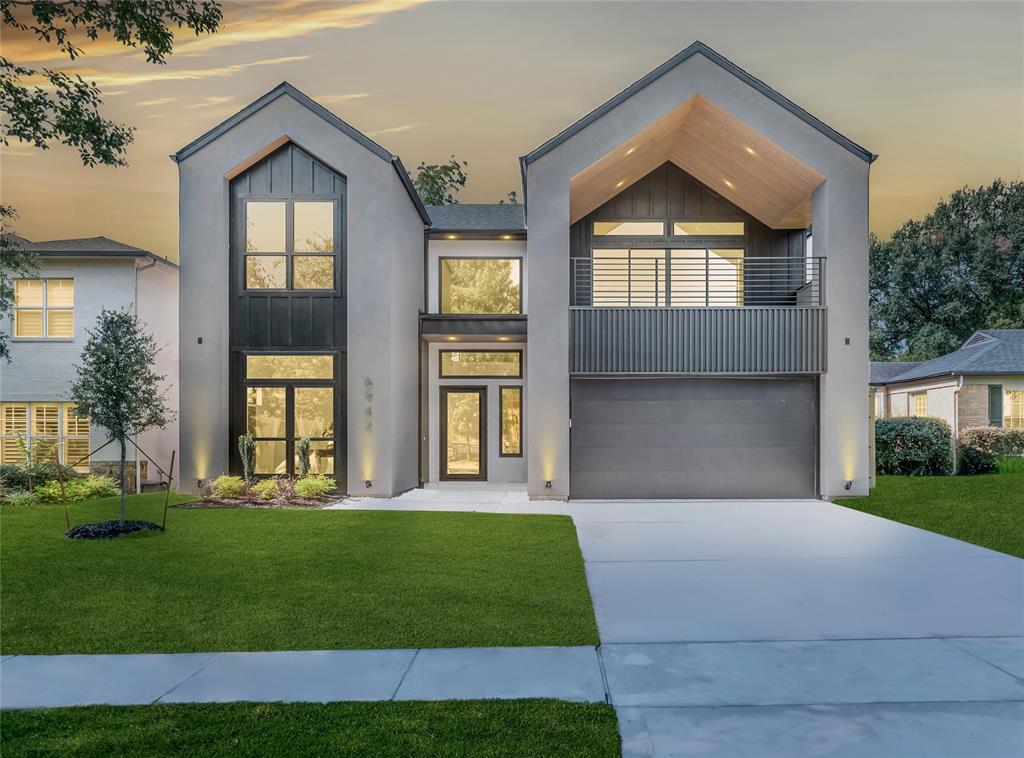 Moody elegance meets modern luxury in the heart of the Lakwood Hills. Welcome to 6942 Coronado, a striking new construction by Avant Group, offering 4,724 square feet of bold design and refined craftsmanship, zoned to the acclaimed Lakewood Elementary and minutes from White Rock Lake, Lakewood Village, and East Dallas’ premier dining and retail. This 5-bedroom, 5.1-bath residence brings a Scandinavian Modern aesthetic to the neighborhood, highlighted by deep tones contrasted with light beachwood stain, dramatic textures and layered sophistication. At the heart of the home, the gourmet kitchen commands attention with Nero Velluto granite island countertop, hand-built cabinetry, a massive center island, WOLF® dual fuel range, and a 48-inch built-in Café® refrigerator. A sleek dry bar with LED-lit floating shelves and wine fridge adds flair and function, and the walk-in pantry for all your dry goods. Downstairs, the primary suite offers a luxurious retreat, complete with a spa-inspired bathroom with floating vanity, oversized rainfall shower, and soaking tub and direct access to the laundry room. A guest suite with ensuite bath, mud room, and stylish powder bath complete the first level. Upstairs, a game room with wet bar leads to a covered veranda perfect for enjoying memorable sunsets. Three additional bedrooms each feature ensuite baths and walk-in closets, perfect for your growing family. Engineered for comfort and performance, the home includes a Control4® Smart Home system, CAT-6E pre-wiring, highly efficient foam insulation, slab foundation WITH piers, dual tankless water heaters, and a Maverick® 1-2-10 warranty. 6942 Coronado- Bold. Elevated. Unapologetically elegant.