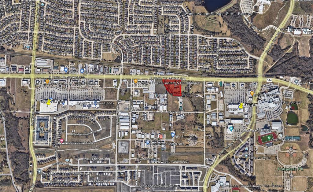 Commercial opportunity at its finest! Just over 5 acres in Fast Growing Wylie, TX with about 550' of frontage on FM 544. Located between Target and Kroger on FM 544 looking for a mixed use developer to create their vision. This location is going to be hard to beat! The growth is happening already, so a buy and hold investment would likely be lucrative, too. Jobs and homes are both needed in this town! 50,000+ CPD traffic count proves this to be a great location for the city's desired commercial mixed-use zoning. It will need rezoning. The City of Wylie has shown to be amenable for up to 15 dwellings per gross acre density, with some retail lower level and FM frontage. Ask about opportunities for more land at this spot!