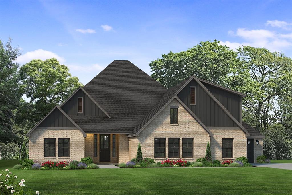 The Charleston Estate is a thoughtfully crafted 4-bedroom, 4.5-bathroom, two-story home with a flex room and 3-car garage where architectural details take center stage. The open-concept kitchen, dining, and living area is anchored by a floor-to-ceiling brick fireplace, upgraded countertops, and stained wood collar tie beams that bring warmth and dimension to the space. Custom built-ins and ceiling beams create a striking dining room, while exposed beams continue into the owner's suite and spa-inspired bathroom for a cohesive, custom-designed feel. Three additional bedrooms provide comfortable accommodations for family and guests, while the upstairs flex room with its own full bathroom offers endless possibilities as a game room, media room, guest suite, or private retreat. Designed with distinctive finishes and purposeful spaces throughout, the Charleston Estate offers a home that feels both refined and inviting. Floor plans may vary by specific homesite or inventory home. Interior photos are representative of the floor plan, and features and finishes may vary.