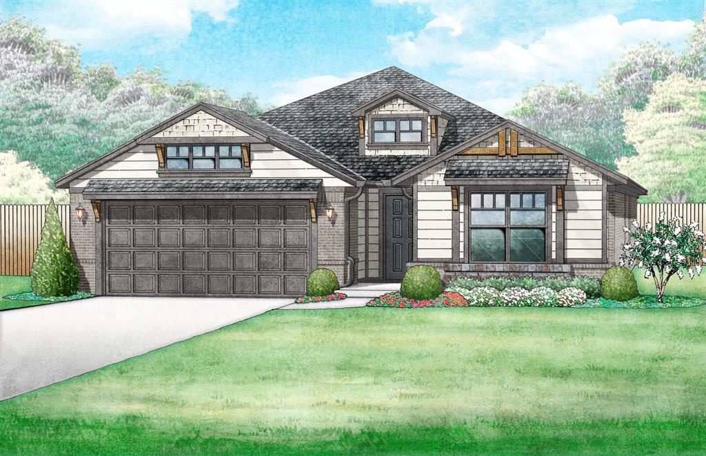 The open floor plan features a tray ceiling in the entryway, a large great room, a secluded study, and a spacious mudroom with additional storage. The kitchen includes a generous pantry, quartz countertops, and a gas range. The main living areas are equipped with durable hard surface flooring. The primary bedroom is spacious, and the primary bathroom includes a large quartz vanity with dual sinks, a soaking tub, a tiled shower, and a huge walk-in closet. Abbot Lake is a beautiful community with convenient access to I 240 and Tinker Air Force Base in the Moore school district will wow you with its secluded location and two ponds. Amenities in this neighborhood include a fishing dock, playground, and splashpad. Included features: * Peace-of- mind warranties * 10-year structural warranty *Guaranteed heating and cooling usage on most Ideal Homes * Fully landscaped front & backyard *Full Guttering* Fully fenced backyard. Floorplan may differ slightly from completed home.