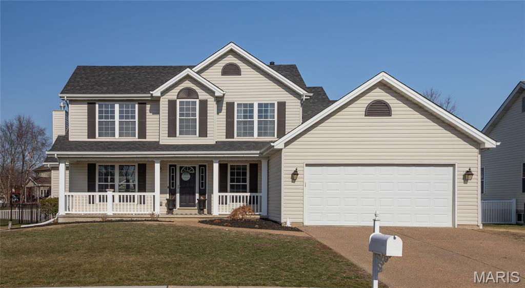 Welcome home to comfortable living and thoughtful updates! From the moment you step inside, you’ll love the open, airy feel created by abundant natural light and vaulted ceilings. The seamless floor plan makes everyday life easy while offering the perfect flow for gathering with friends and family! The updated kitchen and bathrooms bring a fresh, modern touch while still feeling warm and welcoming- spaces that are as functional as they are beautiful! Just off the entry, a versatile front room gives you the flexibility to create the space you’ve been dreaming of, whether that’s a formal dining area, home office, or playroom.Your main floor primary suite offers a peaceful retreat, complete with a walk-in closet and the convenience of main floor laundry just steps away. Upstairs, generously-sized secondary bedrooms and another full bath provide comfortable space for everyone.Outside, the fenced backyard is ready for play, pets, or relaxing evenings. With a newer roof (5 yrs) and HVAC (3 yrs), you can move in with confidence and peace of mind. All of this in an amazing location near highly-rated Francis Howell schools, beautiful parks and walking trails, plus fantastic local shops and restaurants- everything you love, just minutes from home!