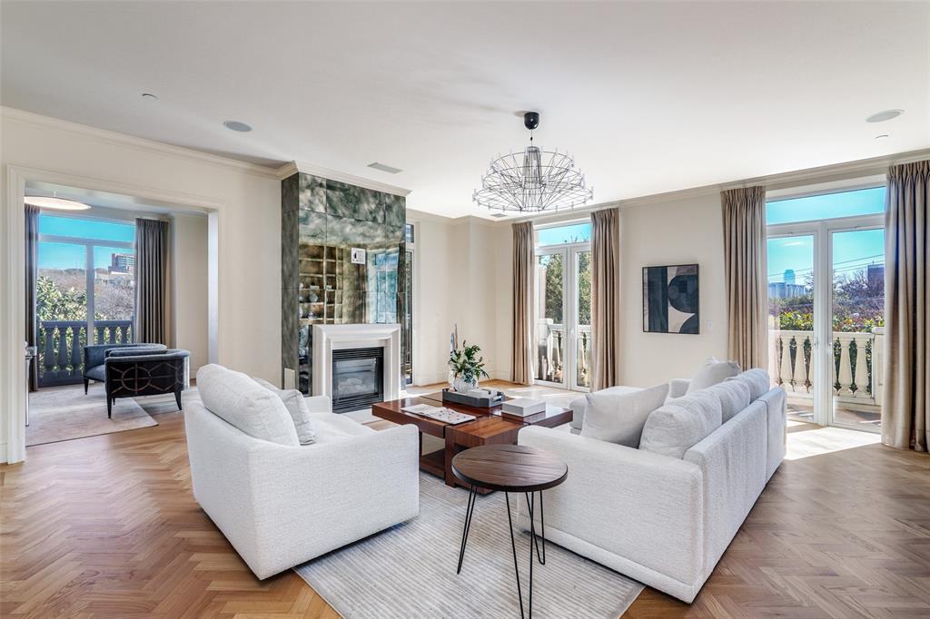 Living Room with adjacent Library