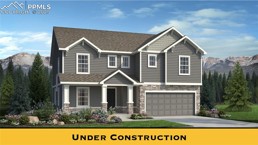 Your chance to own a brand new Charleston model! Nestled in this sought-after community, this home is a sanctuary of luxury and comfort. Step into the large, formal entry, where elegance meets you at every turn. Work or study in style with a sophisticated office space, while the main level offers added convenience with a powder room. The kitchen is a culinary haven, boasting granite countertops, a gas range, double full sized ovens, and a stunning tile backsplash. Entertain effortlessly in the expansive great room flooded with natural light or extend the gathering outdoors to the covered patio. The dining room offers a picturesque view from the bay window and seamlessly opens to the patio, perfect for indoor-outdoor dining experiences. As you ascend the staircase, admire the beautiful open rail that graces the staircase, adding an extra touch of elegance to the home.Upstairs, discover versatile living spaces with a generous loft, while the primary bedroom retreat beckons with double doors, a walk-in closet, and a spa-like ensuite bath. With a 3-car tandem garage, complete AC, and landscaped yard, this home epitomizes luxury living. Plus, enjoy the added bonus of backing to open space, providing privacy and tranquility. Experience the best of both worlds with access to the Woodmen Hills Rec Centers, walking trails, and nearby amenities. Welcome home to your ultimate retreat!