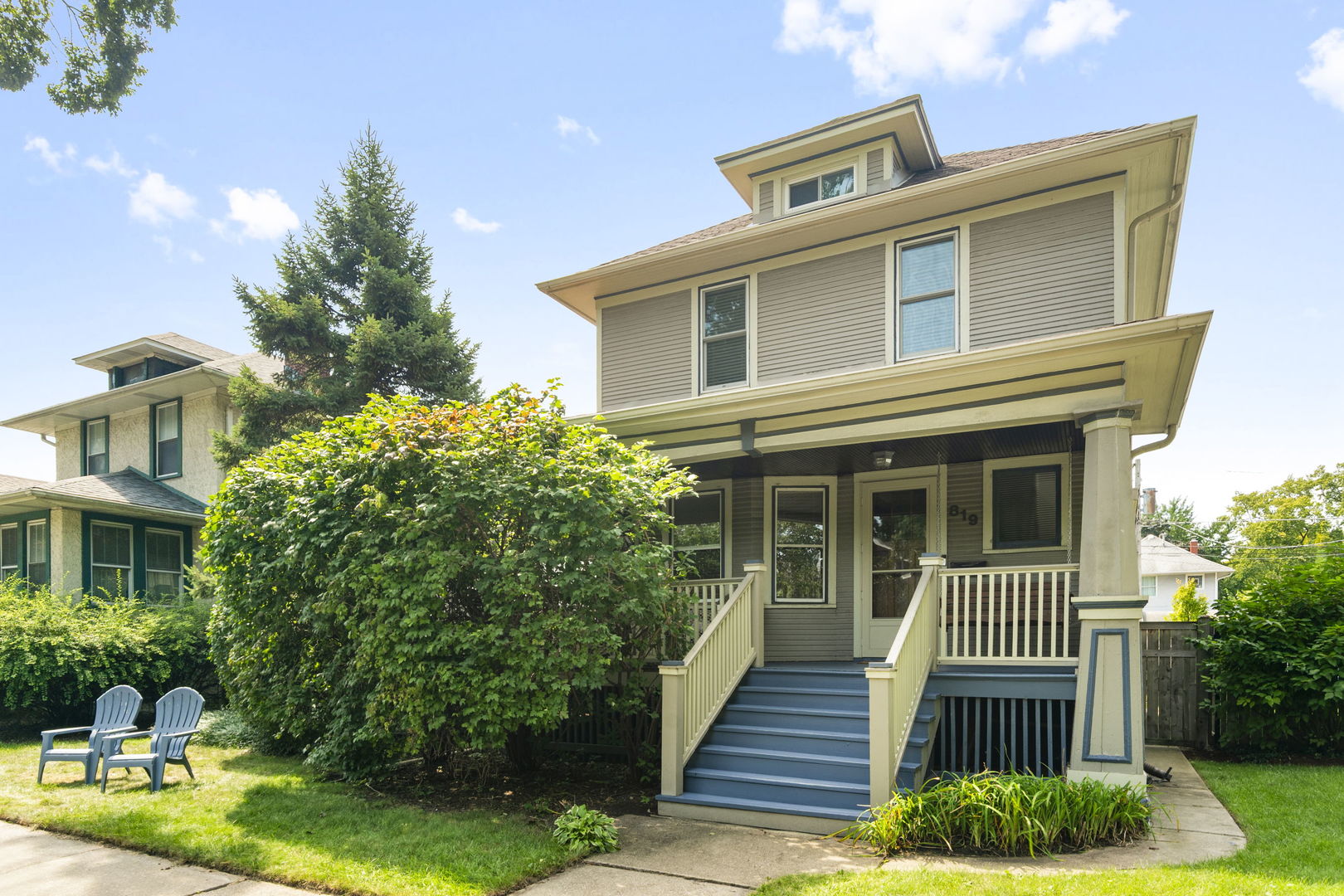 Welcome to 819 Wenonah Ave, a rarely available sturdy vintage Oak Park residence set on a desirable double lot and filled with character, warmth, and timeless details. This 3-bedroom, 2.5-bath single-family home beautifully blends classic craftsmanship with thoughtful updates, and expanded living space. The home's inviting wrap-around front porch connects seamlessly to the large back porch, creating an exceptional outdoor living area. Inside, original details add distinctive character, including beautiful stained-glass windows and a built-in dining room hutch. Hardwood floors, redone in 2019, abound this home. Brand new stainless steel appliances accompany a 2008 addition which expanded the home with a spacious kitchen, breakfast room, and living room, providing a comfortable gathering space for everyday living and entertaining. The upstairs bathroom was rehabbed in 2013, while an upstairs HVAC was added in 2015. The home also features upgraded 200-amp electric service (2015) and a replacement downstairs HVAC (2016). Large fenced in backyard (2023), complete with 2 4x8 foot raised vegetable garden beds. Located within walking distance of Lincoln Elementary, Brooks Middle School, Hole in the Wall Frozen Custard and Yogurt Shoppe, and the Oak Park Blue Line station. Excellent grocery store options including family owned neighborhood store Carnival, and the brand new Pete's just minutes away. The Park District's Wenonah Park is on the block! Great neighborhood feel with twice yearly block parties. This is the one you have been looking for, make an appointment to see it today!