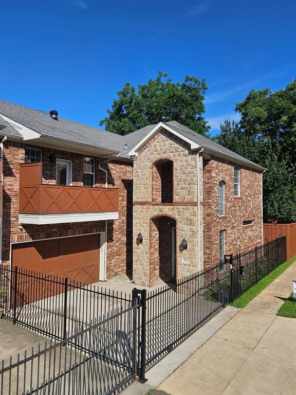 Welcome to 4931 Homer St, where you and your cars are protected by a gated entry to a 2-car garage.
This rare layout has 3 bedrooms with office or 4th bedroom and 3 full baths on only 2 levels.  The Primary suite upstairs and a great balcony to see the neighborhood.  Located in the heart of midtown walking distance to restaurants and coffee shops, and nearby Knox Henderson’s shopping and restaurants. New AC and Hot Water Heater Systems are part of the recent over $50,000 in renovations that include new quartz counters faucets and sinks in the kitchen and bathrooms, all 3 baths have glass door showers with new shower heads and toilet seats. Kitchen is an open concept to the living area, with SS appliances and new disposal and insta-hot with hot-cold water. Downstairs also has a bedroom with ensuite closet and a full bath with back lit mirror. The front entry has tall ceilings lead leading upstairs or to the living area. The family room has rich dark wood floors and a gas fireplace with bright windows for natural light. Outside is a large patio with outdoor carpet and backyard areas on each side for a dog. Upstairs leads to a sitting area and the 2nd bedroom with bay doors. The 3rd bedroom has attached bath and closet with a huge 85 sq ft closet added and includes tiered designer gliding shoe racks. The large 400 sq ft Primary bedroom upstairs has a raised ceiling and opens to a large bathroom with a jet-tub and has a separate shower. The large walk in divided closed has extra storage and hanging space and conveniently opens to the laundry room. This house has an amazing amount of storage in the entries with 5 closets that have widened shelves up to the ceiling.  A new DVR with updated cameras records outside activity along with 2 cameras for security and to manage your deliveries. The entire property is gated and fenced for maximum security.  The convenience of everything on 2 levels with safety and security will give you peace of mind in a great neighborhood.