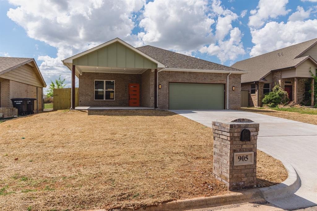 Beautiful new construction in the heart of Moore featuring wood-look tile flooring throughout, a bright open layout, and a sleek electric fireplace as the living room focal point. The kitchen offers a quartz waterfall island, custom cabinetry, high-end finishes, and modern appliances designed for everyday function and style. A premium Big Ass brand ceiling fan elevates the main living space. Built with long-term durability in mind, the home includes a post-tension foundation, spray-foam wall insulation, a 10-year structural warranty, and a 1-year builder craftsmanship warranty for added peace of mind. Exterior upgrades include full gutters and a large covered front porch that enhances curb appeal and provides a welcoming entry. Located in a quiet, established area of Moore with convenient access to shopping, schools, and I-35, this home blends quality construction with modern design in a highly desirable location. Please contact the listing agent for more details and to schedule a tour!Ask the listing agent how you can receive 1% of your loan amount back in lender credits when using our preferred lender!Other Flexible Options to Make This Home Yours: Standard Lease: (12-month term with optional renewal) Rent-to-Own: Available with 20% down and an approved application!