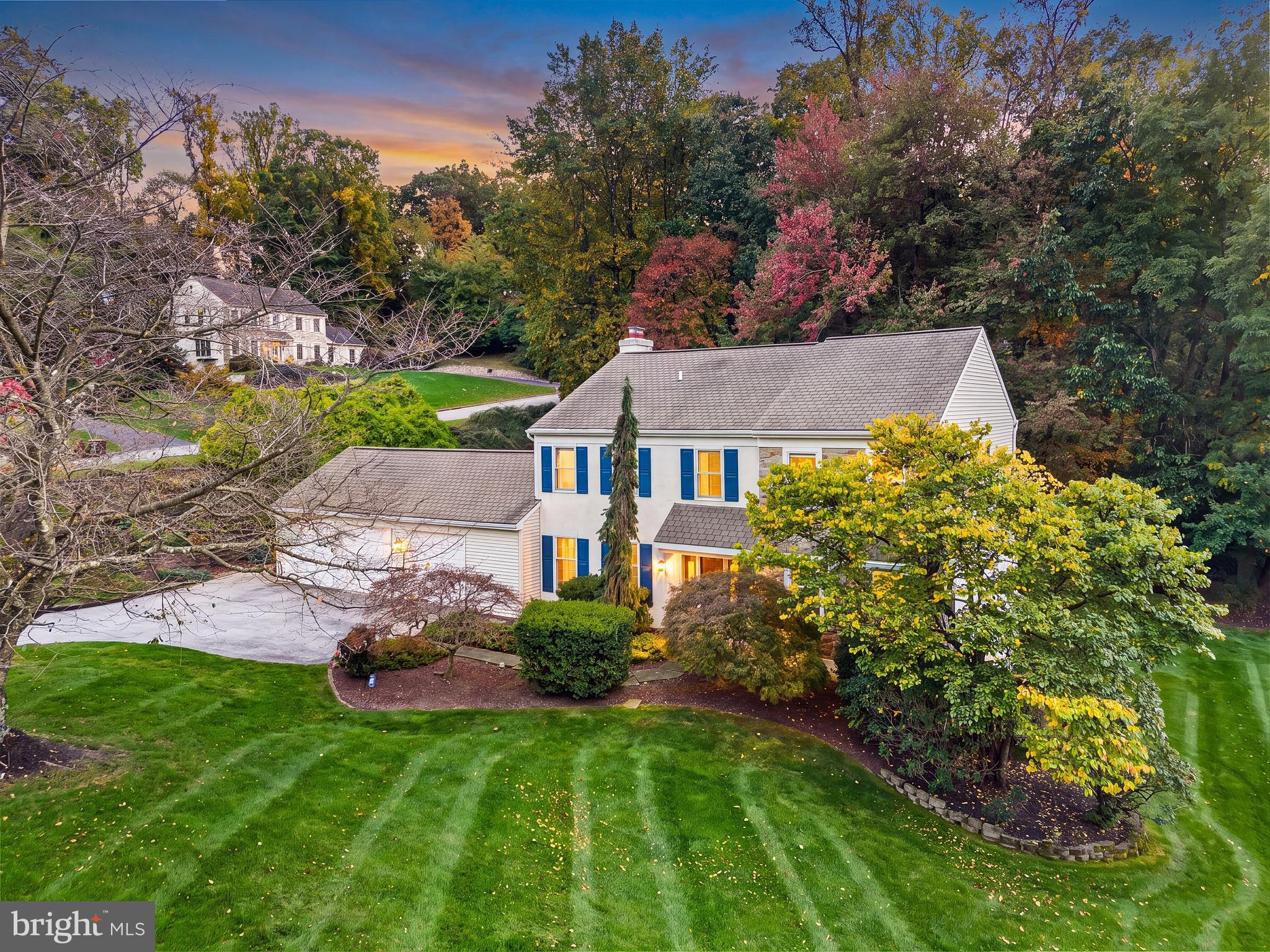 Rare opportunity to own your next home in the coveted community of Oak Glen, a cul-de-sac neighborhood that will not disappoint! You will love the tranquil setting on a one-acre lot backing to trees and surrounded by custom landscaping. This gracious home is filled with well-designed spaces that can accommodate a relaxed atmosphere as easily as an active family lifestyle. Enjoy the many updates, light-filled rooms, spacious bedrooms, finished Lower Level and so much more! Over 3,000 sq.ft. of updated living space including a fully renovated (2021) kitchen with new cabinets, appliances, flooring and granite counters.  The bright and sunny kitchen area features 2 skylights and a substantial seating area.  There is also generous home office with French doors, separate dining room, updated powder room and laundry room.  The large family room showcases a stone fireplace and a wet bar. The bright and cheerful enclosed porch, offers bucolic views for morning coffee or entertaining guests. Upstairs the fully renovated primary suite (2021) includes two walk-in closets, double sinks, and oversized shower. The hall bath has also been updated (2021) and 3 generously sized bedrooms complete the 2nd floor. Brand new carpet installed throughout the 2nd floor in May 2026.  Enjoy the finished walk-out basement with plenty of built-ins and space for all your extra activities. There is lots of extra storage space in the unfinished basement area with built in shelving. ADDED BONUS oversized 3-car garage with room for tools, bicycles, and garden equipment! All this and so close to everywhere you want to be! Minutes from Great Valley Middle/High School, Major Transportation routes, Chester Valley Trail and Parks, Restaurants and shopping.  Location Location Location!! This home has it all don't delay. Make an appointment today.