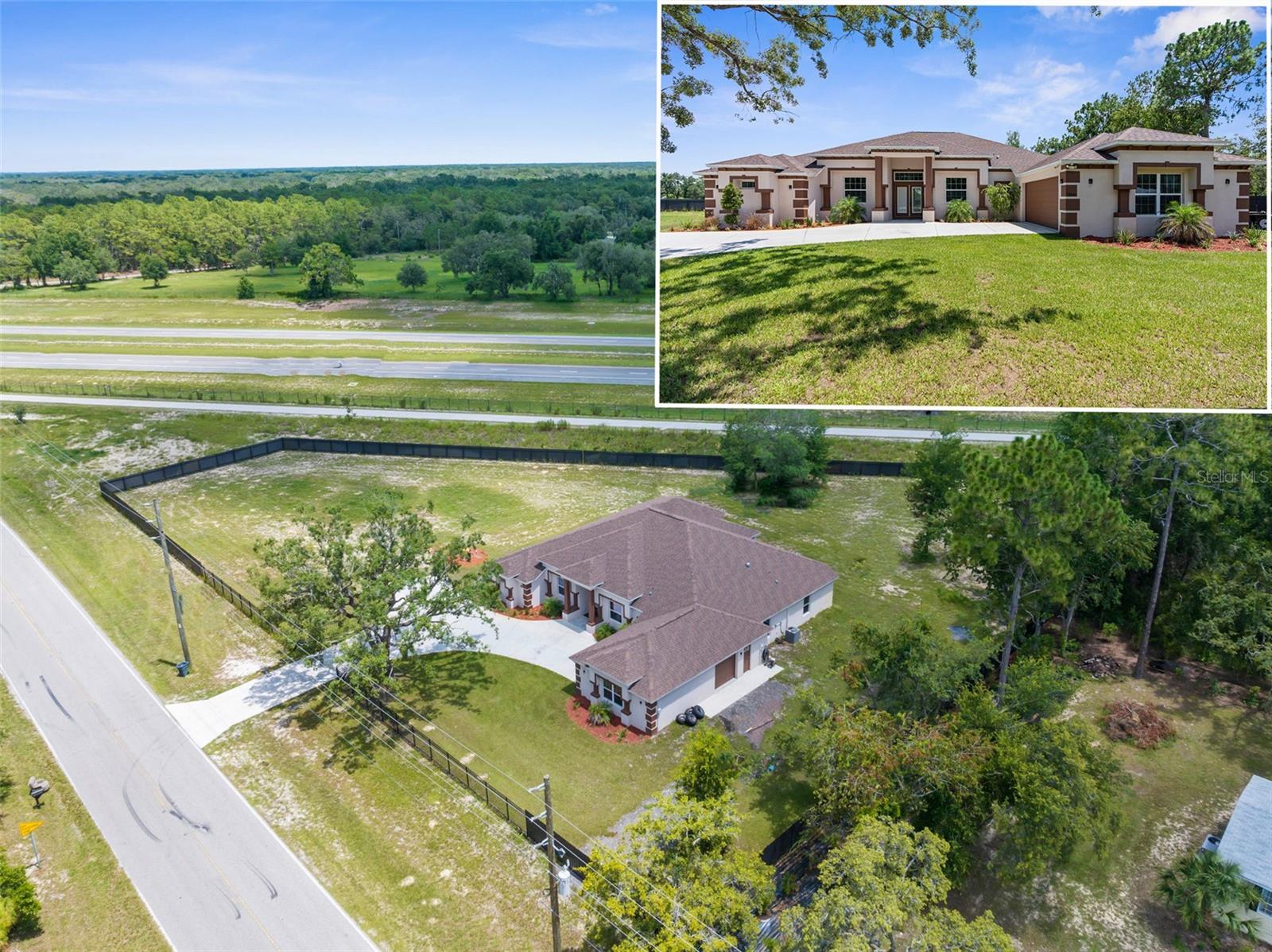 Almost brand NEW...2024 DREAM CUSTOM HOME on 1.28 acres. 4 bedrooms + 3 full bathrooms + 3-car courtyard entry garage + completely fenced with modern privacy fence and wrought iron fence and electric gate + on a paved road! Dream Custom Homes is an award-winning builder (over 90 awards) in our 5 county area for over 31+ years!! Don Milano Model. This is LARGE HOME with 2,895 sq ft of living space; 4,489 sq feet total!! Builder Warranty transfers to buyer.

OPEN FLOOR PLAN!  High ceilings with tray ceilings in almost every room! Massive great room with triple glass sliders that disappear when opened to the large covered lanai (41x16) for a grand sense of space! Perfect home for entertaining family and friends - bring the outdoors in doors with this floor plan! Let that family and pets play outside with your large, fenced backyard!

Upgraded with granite, real wood cabinets, ceramic tile floors, designer lighting and ceiling fans, designer faucets, upgraded appliances..and a laundry room with a real sink (no plastic tub here) and spacious granite countertop and cabinets for storage - so nice that it will make your want to be in there keeping your home clean and organized.

The modern kitchen design has a large granite breakfast bar for extra seating. Large breakfast room with glass sliders to the covered lanai and outdoors, formal dining room, and grand foyer to greet your guests. The master suite has two large walk-in closets, ensuite master bathroom with dual sinks, large walk-in shower with subway tiles, rain shower head (multiple shower heads) and frameless glass, soaking tub, and private toilet room!  The split floor plan offers privacy for the master suite. On the other side of the home, you'll find two bedrooms with 2 full bathrooms and oversized laundry room! The office is a true 4th bedroom with a closet. The 3-car garage allows you to park your cars and your toys inside!  

NO HOA...so brings your RV, camper, boat, ATVs, pets, and all your toys!! Do you like to go bike riding, roller blading, running, or take long walks? The Suncoast Parkway's paved trail is right there...jump right on and enjoy the freedom to go the length of the trail from Tampa to Crystal River! 

Everything is NEW: New Well. New Septic. New Roof. New AC. New Double Pane Windows. New Fencing. New Electric Gate! New...everything!! 

Call today to come see it!!