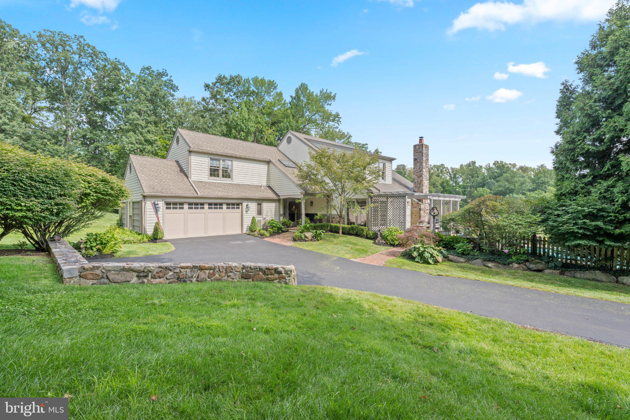 416 Inveraray is the largest and most private location in the exclusive enclave of 68 single homes. The .49 acre deeded property commands majestic views of more than 10 bucolic acres of permanently protected natural landscape featuring a large pond and springhouse = Best Location! Neighboring historic properties Chanticleer Gardens, “The Philadelphia Story” Ardrossan Farm and 47-acre Willow’s Park buffer Inveraray from further development, ensuring community privacy. This custom open floor plan is set 125 feet back from the entrance offering more privacy. Welcome into the bright 2-story Foyer with “switchback” staircase illuminated by two skylights. On your left is the Coat Closet, Powder Room, Laundry, Pantry and access to 2-car Garage. On the right is a formal Dining Room and triple bay windows with its own private vista. Step down into the Living Room, fireplace, wall of windows with more unobstructed panorama. Wonderful flow for ideal entertaining. Next enter the cathedral ceiling Family Room, gas fireplace, surrounded by floor-to-ceiling custom built-ins on 2 walls, 2 sets of French doors exposing expansive landscape and access the sun Deck. The Family Room melds into the Kitchen with its own center island and casual dining area, creating a large inviting integrated gathering space. Dining area surrounded by corners of large windows and doors that infuse an abundance of natural light. From Kitchen, step outside to fieldstone porch with pergola, perfect for outdoor dining. The adjacent Swimming Pool provides family and friends with private relaxing and entertaining retreat for summer days, surrounded by gardens and more views!!! Upstairs Primary Bedroom integrates tray ceiling, fireplace, bay window with plantation shutters, 3 walk-in closets plus 2 additional closets. Remodeled Primary Bath, walk-in shower, soaking tub and skylight, providing abundant natural light. Two additional good-size Bedrooms and Hall Bath with skylight and linen closet complete the second floor. Split steps to full finished Walkout Lower Level is an extraordinary living space. The Great Room is highlighted by a dramatic floor-to-ceiling fieldstone fireplace, custom cabinetry and a wet bar. Two sets of glass doors reveal the beautiful and pristine protected open space. A fourth Bedroom, Full Bath, cedar closet and two storage rooms offer plenty of flexibility for guests, office, gym & additional space. Extraordinary concept of design, lifestyle and preservation of land. The HOA maintains all grounds. The community offers both privacy and active sense of neighborhood with many social activities, holiday parties, book club, “Cocktails on the Commons,” ladies and men’s golf outings, New York Broadway trips. The tranquil setting of grazing Ayrshire cattle, ponds, parkland and rolling hills feels worlds away yet is minutes to the popular town of Wayne, dining, restaurants, shops, SEPTA train, major arteries plus Radnor Schools ranked 3rd in PA.                                LOCATION....LOCATION....LOCATION!
