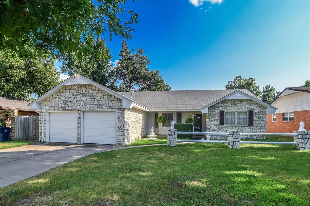 Lower Bills & Luxury Living in Putnam City Schools! Say goodbye to high electric bills! This charming Windsor Forest residence features a fully equipped solar panel system designed for maximum energy savings.Inside, you will find an incredible layout featuring two living rooms and two dining rooms. The formal living space shines with a classic bay window, while the large family den impresses with vaulted ceilings, flagstone flooring, and a warm gas fireplace. The oversized kitchen serves as the heart of the home with extensive cabinet storage. The primary bedroom delivers comfort with double closets and a private bathroom. Move-in ready with gorgeous mature landscaping, a backyard storage shed, and a prime location near I-40 and I-44 for a seamless commute. Don't wait—book your showing today!