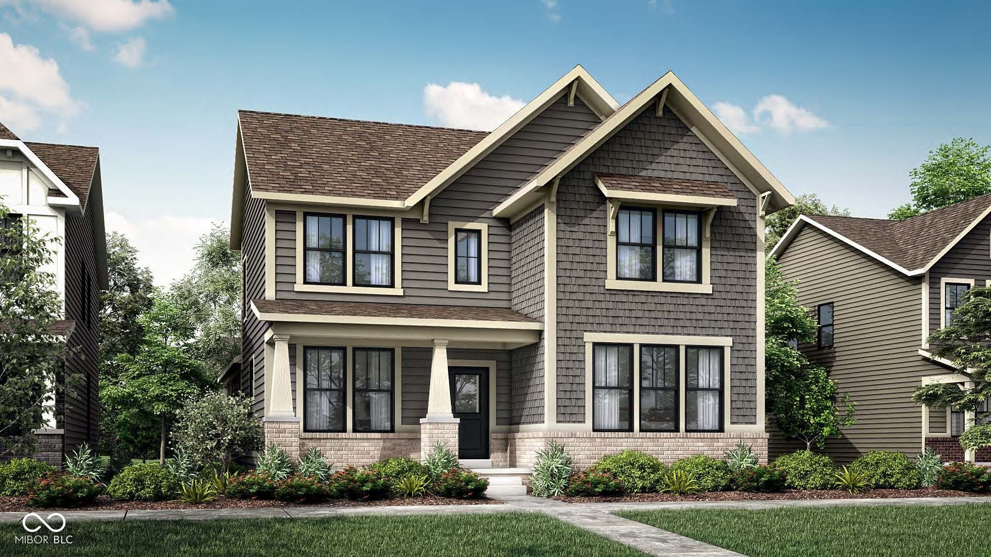 The Heritage Collection offers new single-family homes coming soon to the Abbott Commons master-planned community in Fishers, IN. Homeowners will enjoy a wide array of future amenities, including a swimming pool with a convenient pool house, a playground, and winding trails. Situated in the top-rated Hamilton Southeastern School Corporation, the area offers a family-friendly atmosphere with diverse attractions. Residents can attend year-round concerts and seasonal festivities at the Nickel Plate District Amphitheater. For outdoor enthusiasts, Geist Waterfront Park offers a beach, pirate-themed playground, picnic areas and a watercraft launch. The Halstead has a flexible study by the front door, across from the owner's suite, which has a private bathroom. Down the hall is the open living area, which opens into a covered patio. Upstairs are two additional bedrooms, as well as a loft that can be used as a living space, game room or home office. A 3rd car garage is perfect for additional storage. *Photos/Tour of model may show features not selected in home.