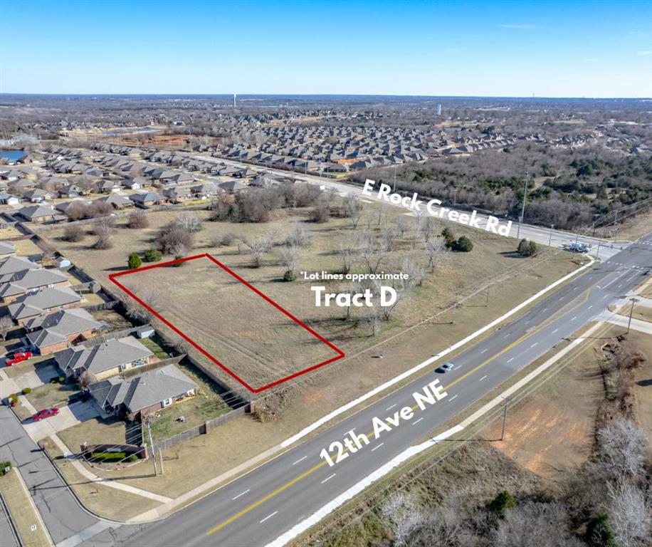 Discover an exceptional development opportunity at the corner of NE 12th Avenue and Rock Creek Road in Norman. Tract A offers 100,888 SF of prime commercial land, zoned C-1, providing flexibility for a wide range of retail, office, or service-based projects. The property boasts excellent visibility and convenient access in a high-traffic corridor, surrounded by established neighborhoods and expanding commercial activity. Since the tracts are not yet platted, the layout and lot sizes can be adjusted to meet specific development needs, offering adaptability for both investors and end-users. With strong demographics, proximity to major roadways, and Norman’s steady growth, this site represents a rare chance to create a high-impact project in one of the city’s most desirable areas. Four total tracts available for purchase. Tract A (MLS#1213637) is 100,888 SF, Tract B (MLS#1213653) is 122,540 SF, Tract C (MLS#1213697) is 38,350 SF, Tract D (MLS#1213728) is 38,350 SF. Each tract is priced at $8 per SF. Owner/Broker.