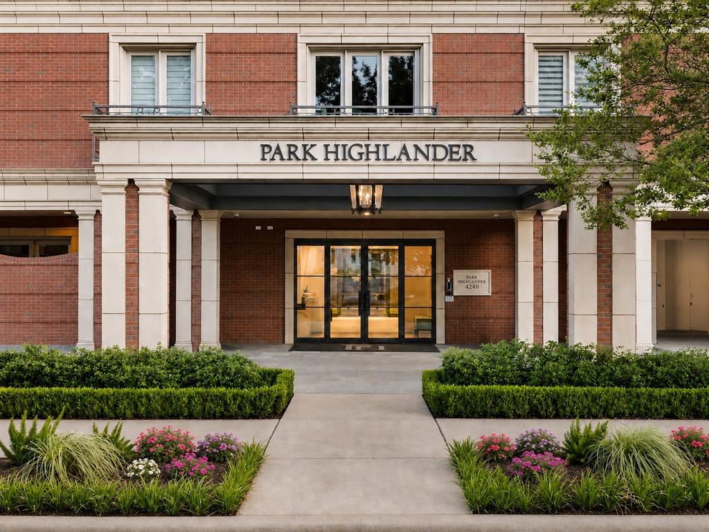 This enviable residence offers breathtaking Highland Park tree-top views from a private and intimate mid-rise in the highly desirable Park Highlander. Spanning approximately 2,293 square feet, this elegant 2-bedroom, 2.5-bath condo newly renovated with formal dining, two fireplaces, and refined living spaces designed for both everyday comfort and entertaining. The gourmet kitchen is appointed with premium appliances including Sub-Zero refrigeration, a 6-burner Wolf gas range, double Thermador ovens, microwave, along with a kitchen island and pantry. Additional conveniences include a full-size washer and dryer area, high-speed internet, decorative lighting, and central air with ceiling fans.  Residents enjoy the exclusive amenities of direct-entry elevator access and 24-7 concierge service, plus a private garden, sparkling pool, exercise facility and 2 garage reserved parking spots.The location is exceptional walk to the Shops of Highland Park and Turtle Creek, with convenient dining delivery available from Al Biernat’s and Eddie V’s. Built in 2004 and thoughtfully maintained, this is a rare opportunity to own a sophisticated home in one of Dallas’s most sought-after mid-rise communities.