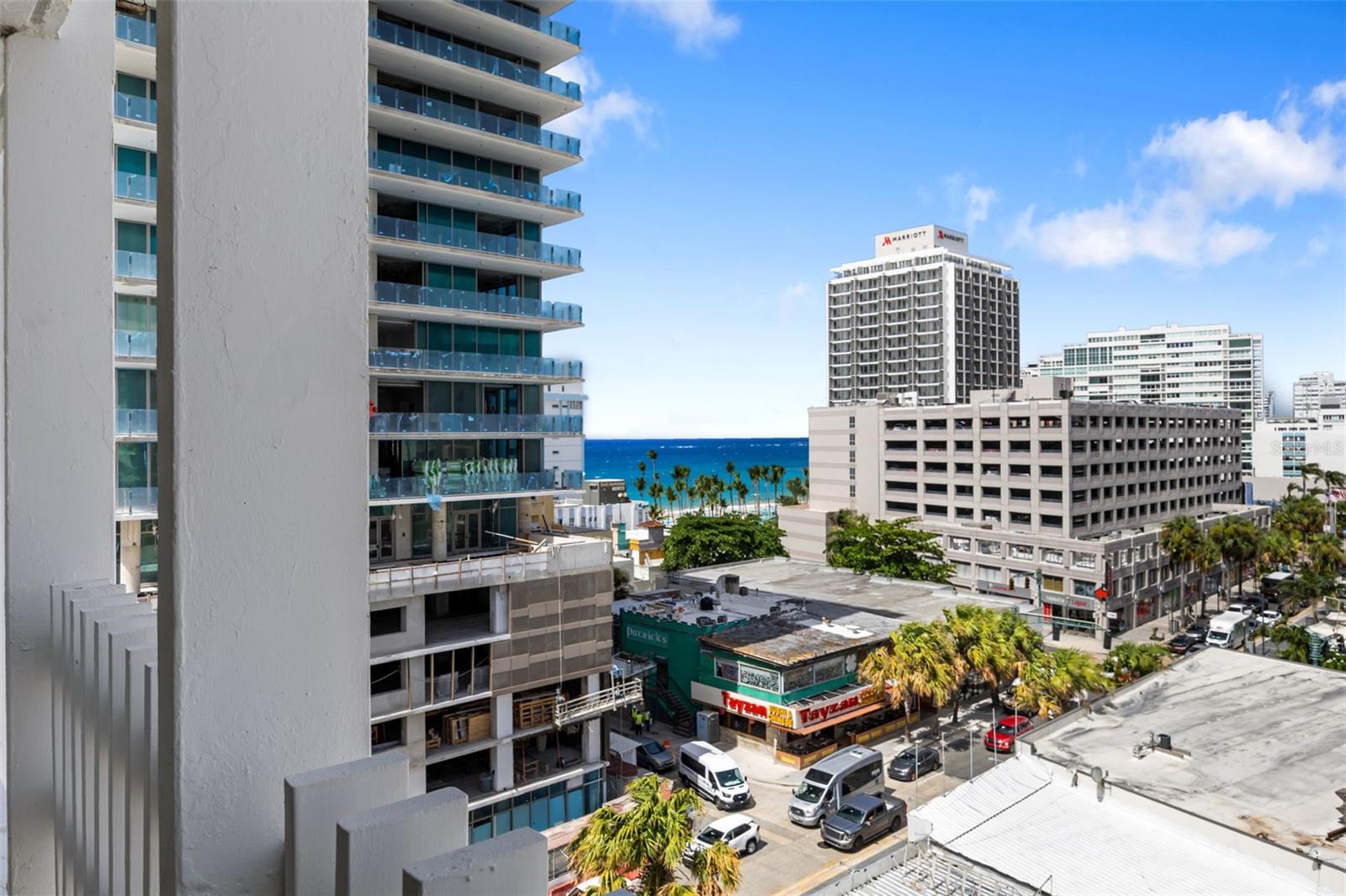 Experience the best of Condado living in this ideally located studio apartment. Situated on the 8th floor, this residence offers partial ocean views from its private balcony and places you just one block away from the beach.Surrounded by Condado's renowned restaurants, cafés, nightlife, and shopping, you'll enjoy an unbeatable walkable lifestyle in one of San Juan’s most sought-after destinations. Whether you're looking for a personal getaway, a primary residence, or an income-producing investment, this property offers exceptional flexibility and value.The building offers desirable amenities including a swimming pool, on-site laundry, on-site administration, and secure access. HOA fee $117/month includes water service, property tax (CRIM)  $556/year, building insurance $986/year.