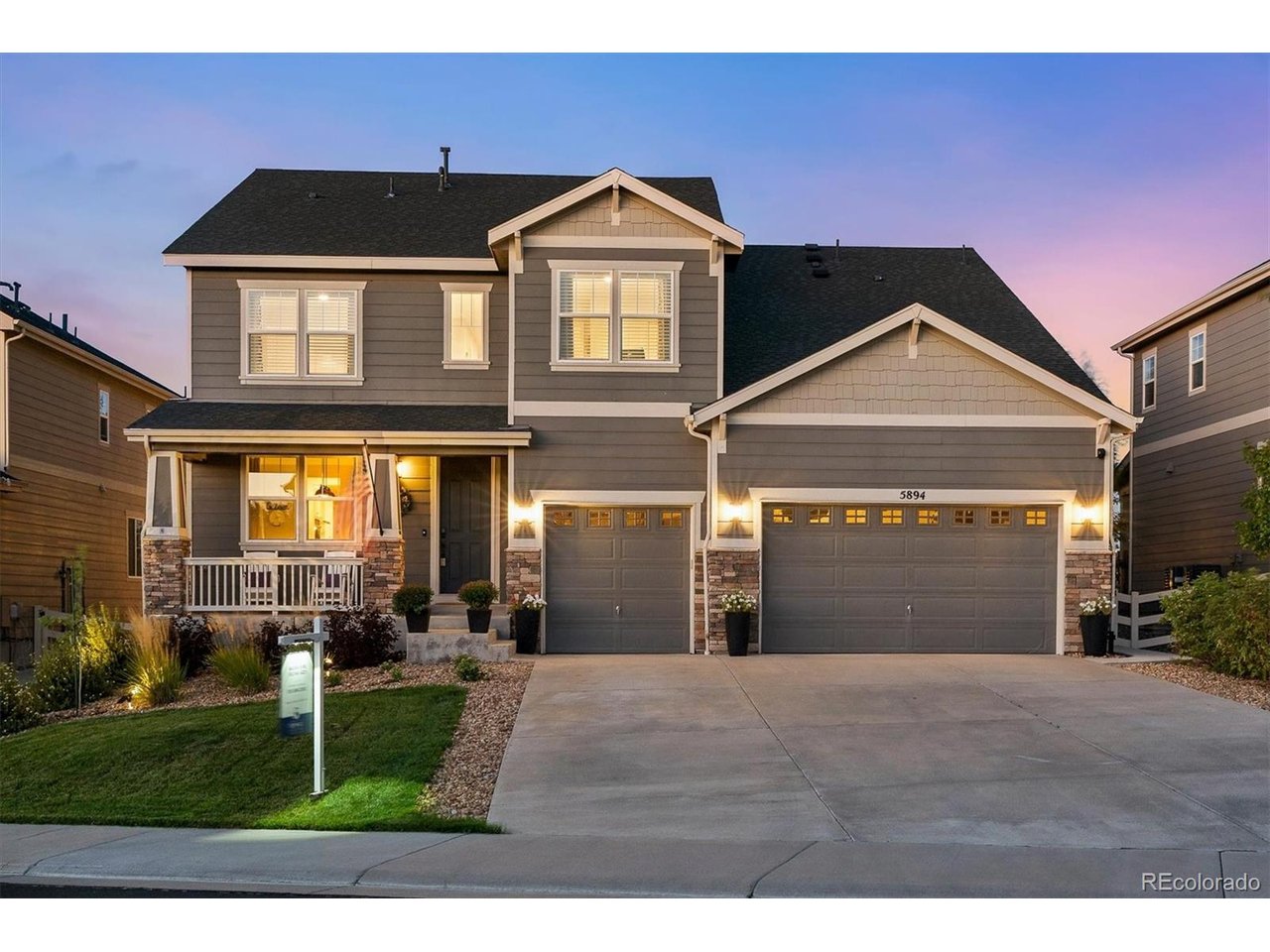 If space, a great floorplan & an open space setting are on your list, this home has so much to offer! Situated on a cul-de-sac with views of open space, this 5 bedroom, 5 bath home features a main-floor study, huge loft, finished basement & 3-car garage. Step inside to wide-plank luxury vinyl flooring throughout much of the main level. The formal dining room leads into a fantastic butler's pantry with sink, beverage refrigerator & glass-front cabinetry. The kitchen is spacious with granite countertops, center island, gas cooktop, double ovens, soft-close drawers & a walk-in pantry. Open to the family room with gas-log fireplace & surround sound, this is a great layout for keeping everyone connected. A study with double-door entry & laundry room complete the main level. Upstairs you'll find a huge loft plus a separate niche that is just right for a piano, desk or reading area. There are 4 bedrooms on this level, including a very spacious secondary bedroom with its own 3/4 ensuite bath. The primary suite overlooks the open space & features a 5-piece ensuite bath with walk-in closet. The finished basement gives you even more room with a media area, additional bedroom & bath, plus flexible space currently used as a gym that could easily become a 2nd office, craft room or whatever works for you. Head outside to the composite deck & large grassy backyard where the open space adds to the setting. Community amenities include a pool, fitness center, park & trails, plus easy access to the freeway.