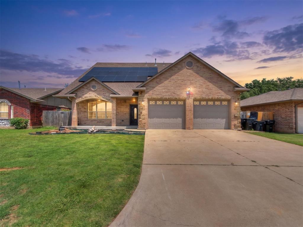 Motivated Seller, Beautiful Move-in Ready, One-Owner Brick and Stone Home offers 2,451 sq. ft. Upon arriving you notice the huge front porch and enter through an 8ft tall front door to find nearly 12 ft tall Ceiling, Large windows ~ letting tons of natural light in, Fresh Interior Paint, High Ceilings, Tiled floors throughout, and Ceiling fans. * Kitchen has Gorgeous Granite Countertops, with plenty of Counter space, tons of Tall cabinets w/pull-out drawers, Under Cabinet Lighting, Composite sink, and a Large walk-in Pantry. * Primary Bedroom Suite ~ Large Comfortable Bedroom with a Large Custom Walk-in Closet, Custom Built-ins with Multiple Heights of Hanging Rods and Built-in Dresser! The En-Suite Bathroom has Split Double Vanities, Granite Counters, Separate 7 ft tall Linen Cabinet, Upper and Lower Cabintes, Separate Tiled Shower with Niche, Soaking Tub, Private Toilet Room with Upper Cabinet. Large Secondary bedrooms with walk-in closets, custom builts, and third (3) full bathroom. There is also a flex space that can be used as an office, workout room, playroom, game room, etc... Laundry Room has Upper and Lower Cabinets, and Hanging Bar. Recessed Lighting, Ceiling Fans, Don’t forget to check out the backyard. It has been nicely manicured with a covered patio, and a beautiful  Above Ground Pool. Storm shelter in the garage. * Nearly 850 ft Garage with 3 Oversized, Overhead Garage Doors (1 ~ Leads to Backyard.) The 3-car garage is heated, cooled. Solar panels – to help you save money, and full home guttering. Large Playground & Neighborhood Park w/ Pond and Walking Trails. Super Quick Access to I-35. Call to Schedule Your Private Tour Today!