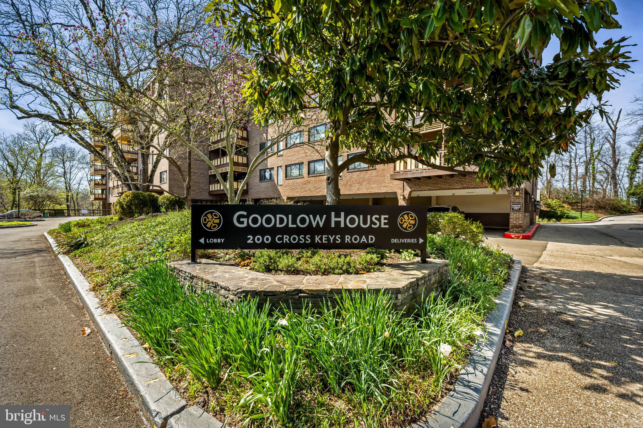 In Baltimore's Roland Park and Cross Keys neighborhoods, one does not often find a corner, south- and west-facing, 3-bedroom, 2-bathroom, 2 parking space, centrally air conditioned, Penthouse condominium with updated kitchen and bathrooms on the market. Word-of-mouth can grab these condo-seeker gems before they reach the public market. Moreover, the Goodlow House is in the northwestern corner of the 68-acre Cross Keys property – making it a low-traffic, private, quiet location that is as distant as possible, within Cross Keys, from the new apartment building that is currently under construction in the southwest corner. This condominium’s attributes favorably enhance its popularity for Cross Keys lovers. No one lives above and only a single wall is shared with another unit as the hall is on one side and the outdoors on two others thanks to being a corner unit. The wide, substantial south-facing balcony is separated from the large living room by a full wall of new large windows that offer the owner a canvas of bountiful tree-tops much of the year and residents report to see Harbor fireworks. This unit has all of these elements that many consider the most important features in condominium living and, critically, a financial statement for your review that allows for a reasonable condo fee that covers a plethora of inclusions and a financial reserve that reflects its having benefitted from the Condominium’s past rental of roof space to commercial antennae owners. Rouse's insightful unit design offers a graceful floor plan that separates entertaining space from more private living space. Built-in bookshelves enhance the entrance and living room. Two covered parking spaces are immediately beside the building entrance. The gated community has recently been substantially renovated and the condo fee allows the owner to enjoy three pools, tennis courts, maintained walkways, and pedestrian access to the amenities of Cross Keys businesses and restaurants from the quiet home. Currently, the Goodlow has no-pet and no-rent policies. The owner has ready access to I-83 with 695 minutes north. A Security vehicle surveillance enhances the gated community. The monthly fee includes all utilities (gas, electric, water including heat and air conditioning), common area maintenance, building insurance, lawn maintenance, management, pest control, membership to Association's three pool(s) and tennis courts, reserve funds, road maintenance, security gate, snow removal, trash. $500 allowance toward a home warranty paid to buyer as a credit at settlement. Seize the opportunity!