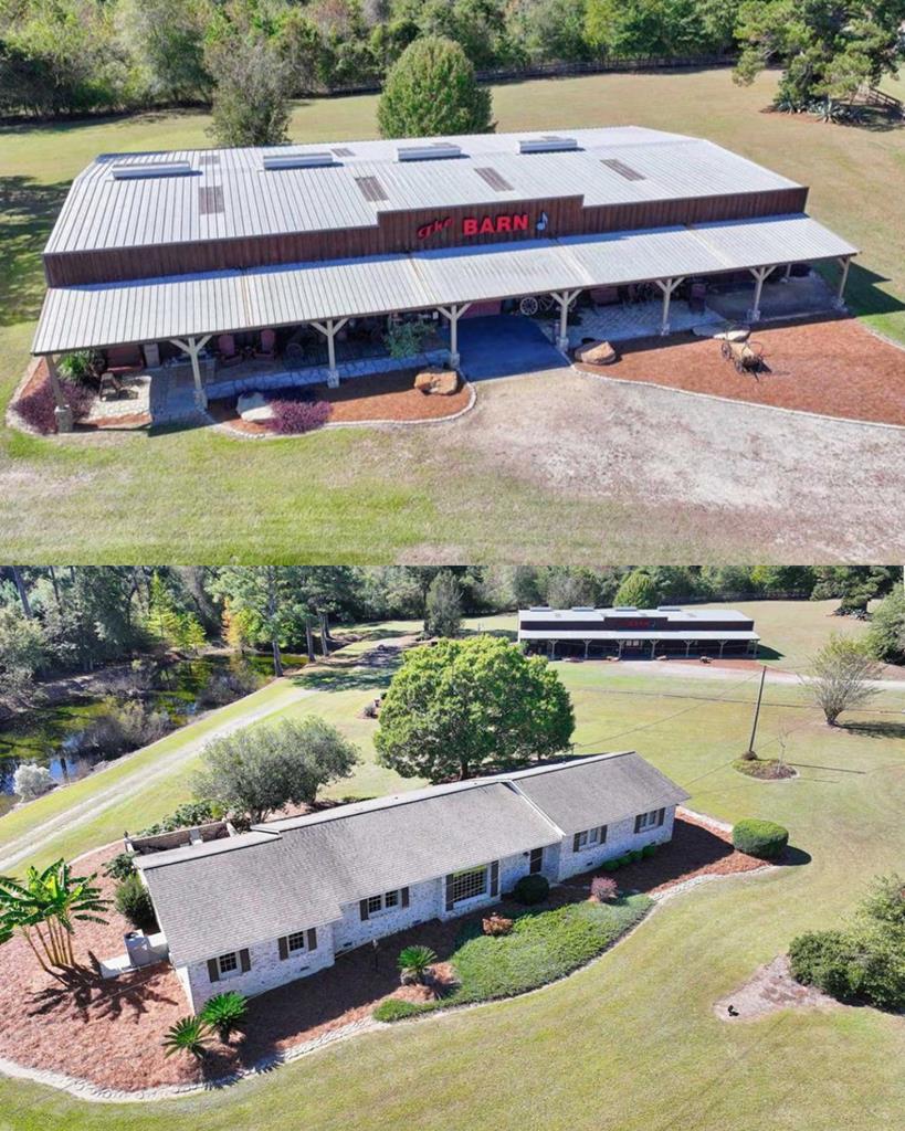 House and Event Venue (The Barn) is for sale. Discover a one-of-a-kind income-producing Turnkey Event Venue and Wedding Venue with a nice ranch home in South Georgia! Located just off Highway 19 in Mitchell County—right outside Thomas County—this two-property package spans 5.21 acres and offers incredible versatility for both business and lifestyle.  At its heart is The Barn, a 5,000-square-foot, western-themed event venue honored by the Georgia Country Music Hall of Fame for its lasting contributions to country music. Over the years, this beloved Meigs landmark has hosted countless concerts, weddings, reunions, and community celebrations, filling the air with laughter, dancing, and live performances from popular country bands. With a spacious dance floor, stage, fully equipped DJ booth, bar, and generous reception area, The Barn is completely turnkey—ready for the next owner to start hosting events immediately.  Also included is a 2,120-square-foot, three-bedroom, two-bath home overlooking a peaceful pond, offering the perfect combination of comfort and convenience. You can live onsite while running your event business, or transform the residence into a short-term rental, bridal suite, or housing for entertainers and guests.  Lovingly cared for by its current owner, this property has been a joyful gathering place for many years. Now, it's ready for its next chapter—an opportunity to own a piece of Georgia's musical history while enjoying a profitable, ready-to-go venue that blends Southern charm, community spirit, and endless potential. Note- The house and The Barn have two separate addresses. The house is 1181 and The Barn is 1197.  Both are being sold together. There are 2 septic tanks and one well.