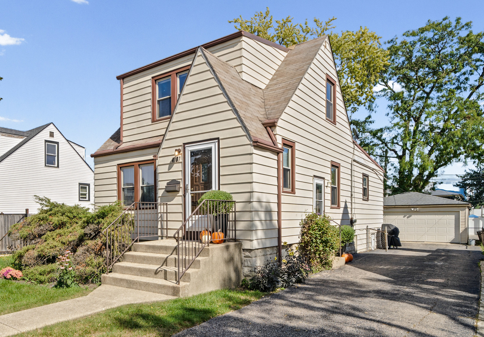 Welcome home!  This refreshed and move-in-ready 3-bedroom, 1.5-bath Cape Cod offers comfortable living with a convenient layout and plenty of potential. The main-floor primary bedroom features brand-new carpet and a full wall of closets and adjacent 1/2 bath. Hardwood floors are believed to be underneath the first-floor carpeting, offering the opportunity to uncover and showcase the home's original character. The main level provides easy everyday living.  The 2nd floor has 2 additional bedrooms and a full bath.  The unfinished basement provides excellent storage space and plenty of room for future finishing ideas.  An asphalt side drive leads to a 2-car garage, providing ample off-street parking and storage. Outside, enjoy a nice sized partially fenced yard filled with established wild flowers and perennials that add color and charm throughout the seasons.  Located in a convenient Schiller Park neighborhood close to schools, transportation, shopping, restaurants and everyday amenities. Enjoy easy access to major expressways and convenient commuting options, making trips to downtown Chicago and O'Hare International Airport a breeze. You're also just minutes from the entertainment, dining and shopping attractions of nearby Rosemont, including the MB Financial Park area, Fashion Outlets of Chicago and Rivers Casino.  Schiller Park offers the convenience of suburban living with exceptional access to the city, airport, Metra and surrounding communities-making this a great location for commuters and anyone looking for accessibility without giving up neighborhood charm. Come see all that 4107 Wagner has to offer!