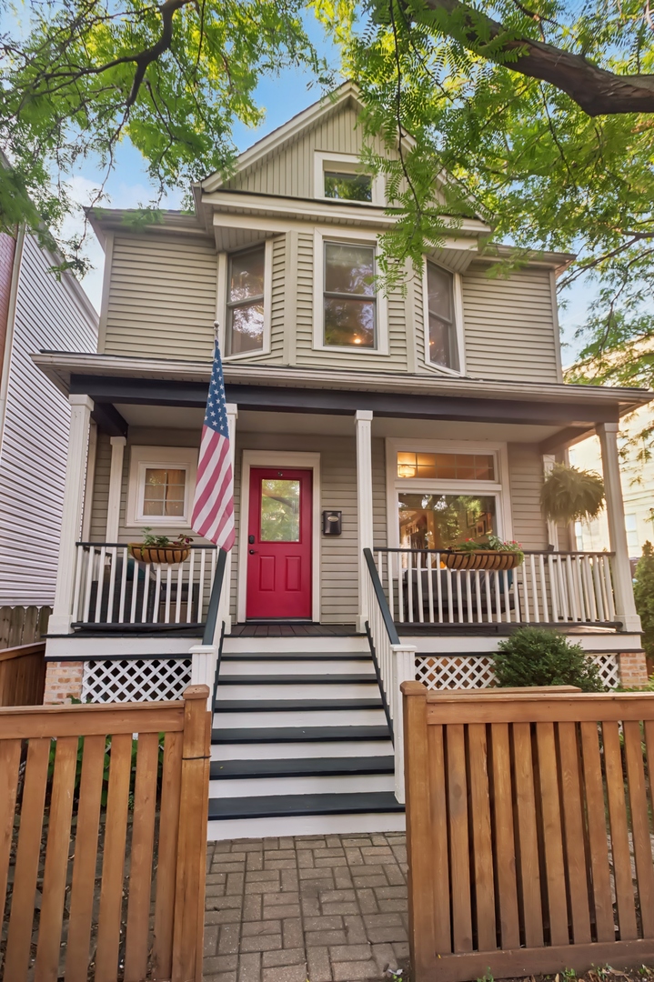 This charming 3  bedroom renovated single family home sits on a wide lot, has a spacious front porch and  over looks a treelined street located in the heart of North Center & in Coonley Elementary school district.  This home is a blend of 19th century charm with modern amenities. Many updates include new quartz countertops, new(er) stainless appliances,  HVAC, hot water heater, exterior fence & more.  For a detailed list please see the feature sheet under the "additional information" tab.  There is a sizable deck off of the kitchen perfect for grilling and spending time w friends and family.  There is also  an expandable attic - perfect opportunity to add another level if/as needed.  The finished lower level includes a full bathroom, laundry, a bar area and sizable storage. 1 car garage. Short  walk to great restaurants, grocery stores, music venues, the library, parks, school, boutiques, micro breweries & public transportation.