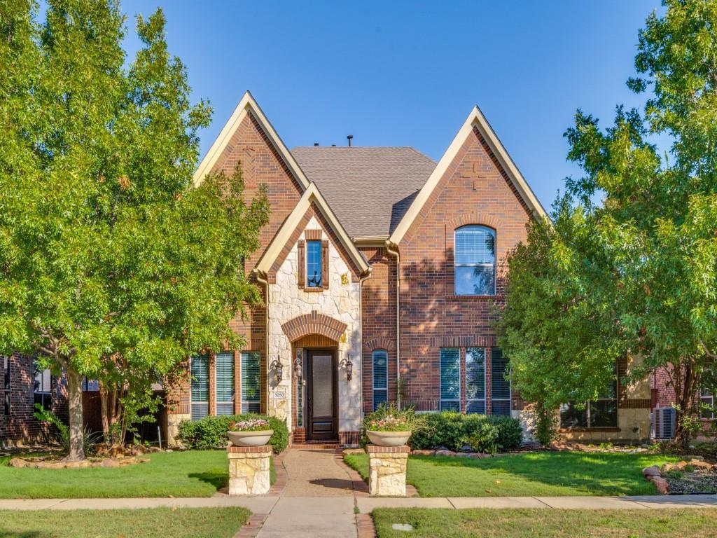 This gorgeous 2-story home, with a brand new roof, fits perfectly into this quiet Frisco pocket, and its location just a short walk from Pearson Acres Park adds to the everyday appeal. Step inside and the entry immediately sets the tone with high ceilings and a sweeping staircase. Formal living and dining rooms sit at the front, ideal for gatherings, holidays, or simply having room to spread out, while a dedicated office nearby offers a comfortable place to work. The main living room is where the home really shines. The soaring ceiling, wall of windows, and fireplace create a bright, open space. It connects easily to the breakfast area and the kitchen, making this whole side of the house the natural landing spot for busy mornings and relaxed evenings. The kitchen brings together granite countertops, a tile backsplash, under-cabinet lighting, generous storage, and stainless appliances including a double oven and gas cooktop. The primary suite sits on the main floor at the front of the home, offering a calm, spacious retreat. The ensuite bath features a dual vanity, soaking tub, separate shower, and a walk-in closet. Upstairs, the home opens up even more. A large game room anchors the second floor, perfect for everything from casual hangouts to homework sessions. The fully furnished media room, including furniture and equipment, is ready for movie nights, and the three guest bedrooms offer comfortable spacing with easy access to full baths. The backyard is built for people who enjoy spending time outside. The expansive covered patio stretches the entire width of the home, finished with a tongue-and-groove ceiling that adds warmth and character. The grassy yard offers room to play or entertain. Everyday convenience is another major plus. H-E-B, restaurants, shopping, and Frisco’s key amenities are minutes away. The home is zoned to highly regarded Frisco ISD schools, including Vaughn Elementary, Pioneer Middle, and Frisco High. Don’t miss it!! Also available for lease.