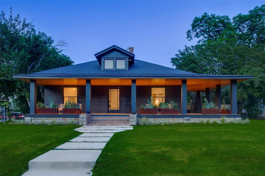 Experience the perfect balance of historic charm and modern luxury in this beautifully updated Craftsman bungalow nestled in Dallas' sought-after Kidd Springs - Bishop Arts neighborhoods. Built in 1910 and extensively renovated in 2024-2025, this 2-bedroom, 2.5-bath home spans approximately 1,700 sq. ft. of thoughtfully redesigned living space. Every detail was considered to honor the home's character while introducing light, flow, and contemporary finishes. The expansive vaulted attic provides an incredible opportunity to add a third bedroom, loft, or flex space, offering long-term versatility without compromising style. Set on an oversized 14,187 sq. ft. corner lot, nearly double the neighborhood average, this property offers unmatched outdoor space with room for a pool, garden, or guest quarters. A classic wraparound porch, new privacy fence, and mature trees create a private, inviting retreat. Inside, you'll find refinished hardwood floors, high ceilings, and abundant natural light. The chef-style kitchen features quartz countertops, stainless appliances, a gas range, and recently fully painted. The primary suite opens directly to the porch and boasts a spa-worthy bath with dual vanities, walk-in shower, and designer tile. Additional highlights include a new roof (2024), added half bath, electrical upgrades, modern lighting, sound system wiring throughout, and more. Rare for the area, enjoy a two-car garage, parking pad, and off-street parking, a true Bishop Arts luxury. Moments from Kidd Springs Park and the Bishop Arts District's vibrant restaurants, coffee shops, boutiques, and live music, this home offers historic architecture reimagined for today's lifestyle.