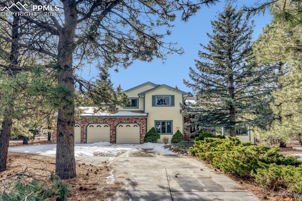 Wooded 0.61-acre lot • Covered deck + fire pit patio • Main-level office • 3-car garage with workshop area • Private primary suite with deck • Remodeled kitchen • Garden-level basement • Woodmoor HighlandsPositioned on private cul-de-sac lot in Woodmoor Highlands, this 4-bedroom, 4-bath home offers 4,640 SF with mature pines, flexible living spaces, and opportunities for future expansion. Vaulted ceilings, hardwood flooring, custom millwork, built-ins, expansive windows, updated lighting, new interior paint, and new carpet contribute to a bright, functional interior. The remodeled kitchen features custom cabinetry, granite countertops, stainless steel appliances, oversized pantry storage, breakfast bar seating, and generous prep space. The adjoining dining area and family room create an open gathering space anchored by a gas fireplace and direct access to the covered deck. A main-level office with built-in bookcase and closet provides flexibility for remote work, guests, hobbies, or additional living needs.Upstairs, the primary suite includes a private deck, fireplace, five-piece bath, and oversized walk-in closet. One secondary bedroom features an en-suite bath, while additional bedrooms are served by nearby baths. Outdoor living areas include a covered entertaining deck, brick-inlay patio, built-in fire pit, and wooded backdrop. The oversized 3-car garage includes a workshop area and additional storage options. The 1,370 SF unfinished garden-level basement offers potential for recreation space, fitness area, media room, workshop, storage, or future expansion. Additional features include central air, radon mitigation, pantry, French doors, and multiple fireplaces. Convenient access to I-25, regional trails, golf, community amenities, shopping, dining, and services in Monument and throughout the Front Range. Virtual tours available.Nearby AmenitiesWoodmoor Country ClubSanta Fe Regional TrailMonument LakeLimbach ParkConvenient access to I-25 and downtown Monument shopping and dining