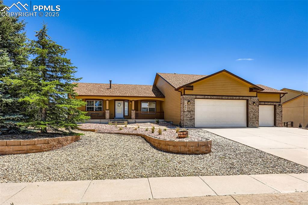Welcome to this lovely 5-bedroom, 3 bath ranch style home in the sought after Woodman Hills community...perfectly situated on a Golf Course lot with wonderful Front Range views. Main level entry features hardwood flooring with an archway into the living room where a wall of windows streams in the light and a gas log fireplace makes you feel right at home. Livingroom opens to the kitchen/dining area. Kitchen features a gas cooktop and new appliances. Dining area walks out to a huge deck, overlooking the golf course and backyard.  Primary bedroom and ensuite 5 pc bath, as well as 2 additional bedrooms, a 2nd full bath and laundry room give this home true main level living.  Downstairs, the walkout basement offers a fantastic separate living area with 2 additional bedrooms, a 3/4 bathroom and a massive great room that opens to a covered patio and large backyard...ideal for multigenerational living or guests. The basement also includes a fully functional kitchenette with newer cabinetry, 3/4 refrigerator, dishwasher and sink. A 2nd laundry area, complete with a washtub sink is located in the oversized storage/utility room for added convenience. Recent upgrades include a New Roof and Gas Range/oven in 2023, a New Refrigerator and Garbage Disposal in 2024 and a brand-new Microwave in 2025. The home also features a 3 car-garage, providing plenty of space for vehicles, storage or hobbies. Both garage doors are equipped with automatic openers and there are 4 remotes-2 for each door. With its incredible layout, scenic views and thoughtful upgrades, this home offers the perfect blend of comfort, functionality and style.