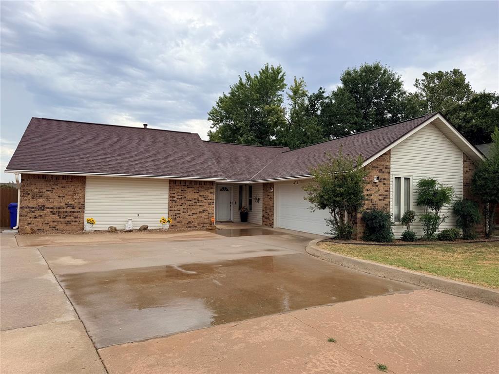Welcome to this well-maintained and updated 3-bedroom, 2-bathroom home in Norman! The spacious living room features a vaulted ceiling, gas log fireplace, and built-ins. Enjoy an entire, inside, fresh paint job, newer wood like tile flooring, along with kitchen updates including; thick granite counters, backsplash, & hardware. The bathrooms have been updated with countertops, sinks, fixtures, etc. as well.  The home has a 1-year-old roof, and valuable features including a whole-home generator, home security system, termite bait system, and aboveground storm shelter in the garage.The backyard backs to a shared neighborhood pond, creating a peaceful outdoor setting. Additional features include a storage shed and extra-wide driveway for plenty of parking.The neighborhood offers great amenities for everyone, including a playground, basketball court, soccer field, and picnic tables. A wonderful combination of comfort, updates, and community amenities!