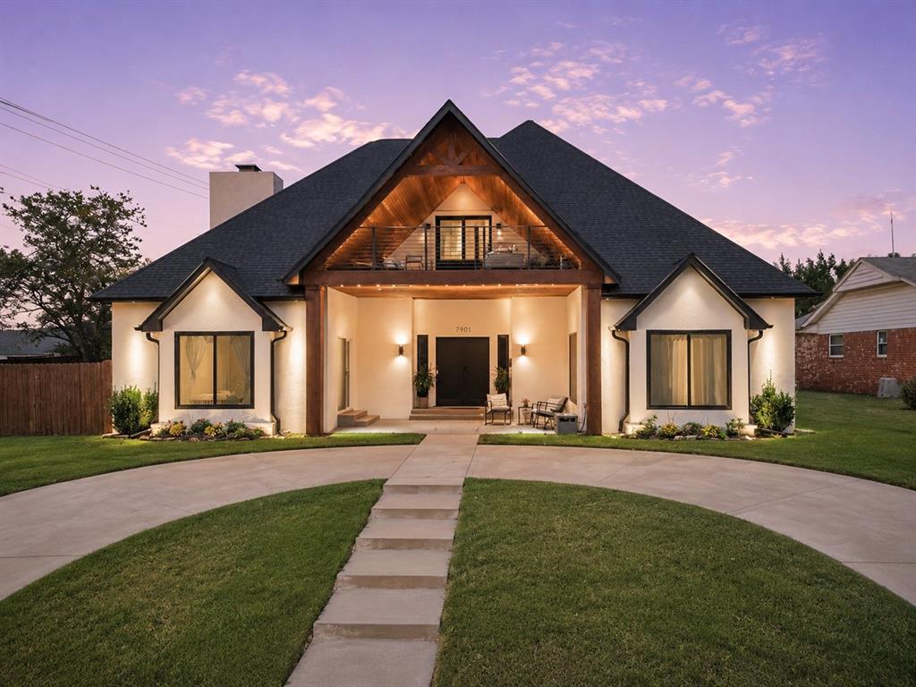 RARE OPPORTUNITY! A MULTI-GEN HOME in a highly sought-after Lakeshore Estates. Beautiful remodeled 6-bed, 3.5 bath offers the perfect blend of home feeling, modern, convenience, & GROSS living! Fully remolded 2106 sqft downstairs featuring a large covered front patio creating a welcoming impression, perfect for morning coffee or evening relaxation. Inside updated beautiful wood-like tile floors, fresh paint, designer lighting, & thoughtful finishes throughout. A spacious open concept flows seamlessly into a large, cozy living room anchored by a modern 2-way fireplace. The large eat-in kitchen is functional & stunning featuring granite countertops, designer backsplash, SS appliances, countertop glass stove, & lots of cabinets & prep space. 2car garage has been converted w spray-in insulation, 2 rooms, & mini split offering space for gym, workshop, game room, or whatever your heart desires. Garage can be easily converted back into a functional 2car garage.  The main-level flex room offers options for a home office or addl living space with it's own entry access. The primary suite features a large walk-in shower w/modern tile & walk-in closet. UPSTAIRS features a whole new construction 1299 sqft APARTMENT w full spray-in insulation! 2-bed w/ walk-in closets, 1-bath w/ large walk-in shower, FULL functional KITCHEN w SS appliances, large living room, 2 beautiful balconies & much more! Step outside to a private stunning vaulted covered balcony! Apartment features its own in & out entrance from outside & inside the primary home, own backyard, & own parking.Walking distance to newly updated Hefner Country Club golf course, Lake Hefner with water sports, walking trails, fishing, boating, resturants, etc. Also, close to major highways, shopping, dining, & hospitals. This home offers not just space—but a lifestyle defined by comfort, beauty, AND GROSS LIVING! Home sits on corner lot & offers 2 large AC units, front & back driveway, and a full insulated SHED w/ window unit.