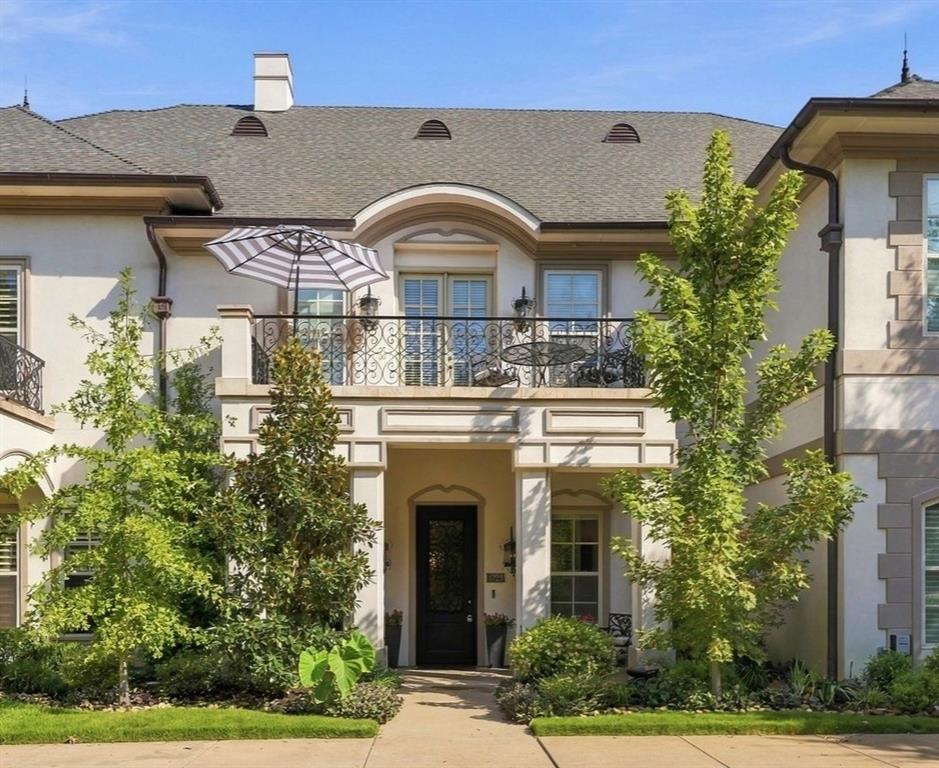 Nestled in the exclusive gated community, Villas at Oak Pointe, this impressive Colleyville property offers the ideal blend of both luxury and comfort in a perfect lock-and-leave neighborhood. This beautifully maintained home presents 2850 square feet of living space including three living areas, one dining room, a chef's kitchen, three bedrooms including a first-level primary suite, three-and-a-half bathrooms, a utility area, a private courtyard and an attached two-car garage. As one is ushered into the home through a custom wrought iron front door, they are greeted by a welcoming entry. The entry is flanked by both a charming living room and an elegant dining room with gracious windows overlooking the front grounds. The inviting kitchen, ideal for entertaining or relaxing with family and friends, boasts taupe colored granite counters, a breakfast bar, stainless steel appliances including a gas cook-top and a double oven, impressive 60-inch fluted cabinetry and a walk-in pantry. Generously sized bedrooms, including a first-level primary suite with a dedicated sitting area and a luxurious bathroom, provide both privacy and comfort. In addition to two bedrooms, the second level also hosts an entertaining game room and a dedicated media room. As an added bonus, there are French doors leading to a walk-out balcony highlighted by peaceful views of the neighborhood pond, water fountain and a canopy of majestic trees. Key amenities of the home include gorgeous hand-scraped hardwoods, custom built-ins, two Nest thermostats, eight-foot solid core doors, fresh interior paint, ornate trim-work with custom crown molding, a wet bar, upgraded Hunter Douglas remote shades, trayed ceilings and so much more. Conveniently located near DFW International Airport, upscale shopping, and local eateries, this home offers the ultimate lock-and-leave lifestyle complete with HOA maintained yards. This exceptional property is not to be missed!