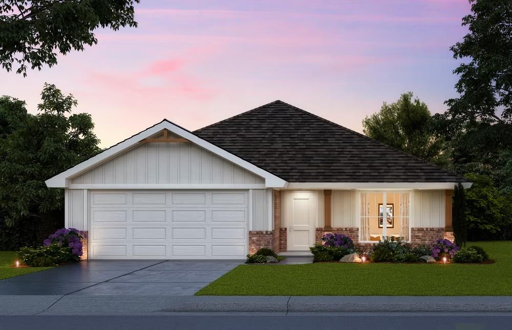 Call Today for Construction Updates & $0 Down Financing Options! This thoughtfully crafted true 4-bedroom home combines space, style, and functionality, designed to meet the needs of modern living. From the moment you step inside, you’re welcomed by a spacious open-concept living room featuring a warm, inviting fireplace, perfect for cozy nights in or entertaining a crowd. The chef-inspired kitchen is the centerpiece of the home, showcasing rich custom wood cabinetry, built-in stainless steel appliances, and a large center island that offers both extra workspace and casual dining options. Retreat to the serene primary suite, where you'll find a spa-style bath with a deep garden tub, a beautifully tiled Schulter shower, and a raised vanity for everyday luxury. Three additional generously sized bedrooms each feature ample closet space—perfect as a bedroom or a dedicated home office. Step outside to your covered back patio, ideal for quiet mornings with coffee or relaxing evenings with a glass of wine. Located in sought-after Bellatona, just minutes from the University of Oklahoma, Lake Thunderbird, I-35, Sooner Mall, and more. The community offers a neighborhood playground and the kind of friendly atmosphere that truly feels like home. Homes in this area move fast—call now for construction updates and to ask about $0 down financing before this opportunity slips away!