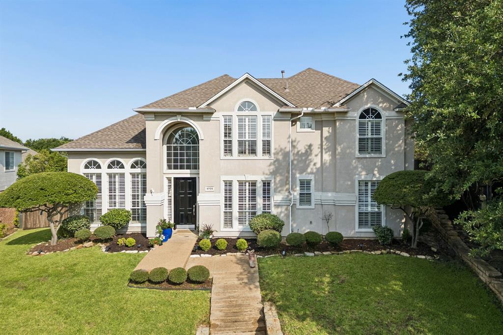 Welcome home to this stunning east-facing gem nestled on a quiet cul-de-sac street, perfectly situated within the highly sought-after Coppell ISD. This beautifully updated open-concept home offers four bedrooms, three and a half bathrooms, and a thoughtful layout designed for both everyday living and effortless entertaining.A grand entry welcomes you into formal living and dining spaces, before flowing down a light-filled hallway — graced by a wall of windows — to a stylish wet bar featuring glass-front cabinetry and granite counters. The chef's kitchen is the heart of the home, boasting a center island, granite countertops, a gas cooktop, a cozy breakfast nook, and an oversized pantry. Open to the kitchen, the inviting family room showcases a fireplace and custom built-in cabinetry — the perfect backdrop for gathering.The spacious primary suite is conveniently located on the main level and features a stunning see-through fireplace and a spa-inspired bath complete with dual vanities, a separate soaking tub and shower, a linen closet, and a generous walk-in closet. The laundry room is positioned directly across the hall for effortless convenience.Upstairs, an open game room anchors three additional bedrooms, including two connected by a Jack-and-Jill bath and a third with its own private en suite bath — ideal for guests or multigenerational living.Recent updates include luxury vinyl plank (LVP) flooring throughout the kitchen, family room, and hallway, as well as updated granite countertops. Outside, enjoy an expansive backyard, a covered back patio perfect for year-round entertaining, and a spacious three-car garage.This exceptional home truly has it all — space, style, and location!