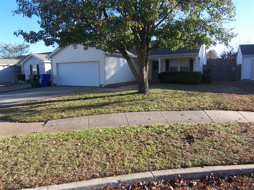 Located in a small addition in southeast Norman.  Limited access (one entry/exit point) and circular street makes this a very low traffic neighborhood.  Nice starter home with a wonderful front porch, perfect for morning coffee or a nice chat with family and friends.  The high ceilings in the living and dining area give this home an open feel.  The primary suite features an ensuite bathroom and walk-in closet.  The second and third bedrooms are ample sized and could also be a home office, craft room or whatever you can imagine.  There's a pantry in the kitchen too.  A new dishwasher was just installed in July 2025.  This home does need updating (carpet, tile and paint), but the seller has priced it to allow for a buyer to complete the updating and be well within the range for the neighborhood.