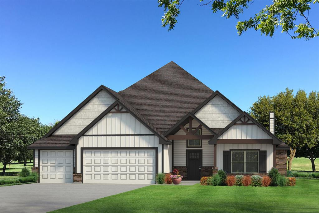 This Wesley Bonus Room floor plan includes 3,630 Sqft of total living space, which features 3,285 Sqft of indoor living space and 345 Sqft of outdoor living space. There is also a 590 Sqft, three-car garage with an in-ground storm shelter installed! This desirable home offers 5 bedrooms, 3 full bathrooms, covered patios, a large bonus room, a powder room, and a utility room featuring a utility sink. The great room supports an immaculate cathedral ceiling with a crows feet detail and a ceiling fan, a luxurious 3-panel sliding door with a 4’ back patio extension, wood-look tile, rocker switches throughout, Cat6 wiring, eggshell paint, and a center gas fireplace surrounded by our exquisite stacked stone detail. The upscale kitchen boasts stunning pendant lighting, stainless steel appliances including double ovens and a 5-burner cooktop, 3 CM countertops, vogue tile backsplash, well-crafted cabinets to the ceiling with cabinet hardware throughout and under cabinet lighting, decorative end panels, a separate walk-in pantry, and a large center island that holds a roomy sink, a dishwasher, and a trash can pullout. The primary suite provides a sloped ceiling detail, a ceiling fan, a plush carpet finish, and windows. Attached is the main bath, which has a bat-winged vanity with framed mirrors, 3 CM countertops, a large European walk-in shower, a private water closet with an elongated toilet, a free-standing tub, and a HUGE walk-in closet! The covered outdoor living area welcomes a wood-burning fireplace, a gas line for your grill, and a handy TV hookup. Other included features for this elegant home include our healthy home technology, an air filtration system, a tankless water heater, double glazed vinyl low E windows with argon, R-44 and R-15 insulation, a fresh air ventilation system, and so much more!