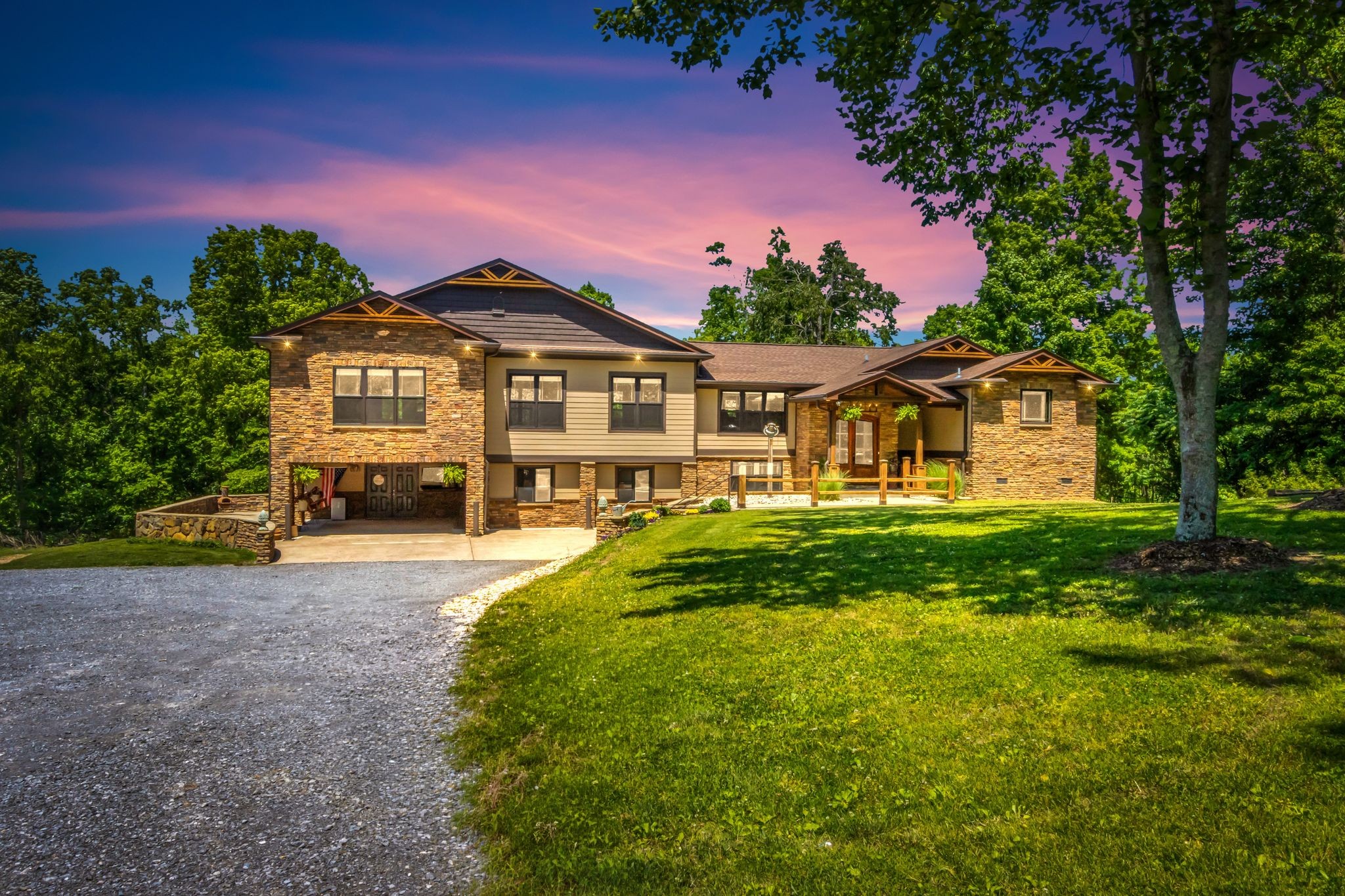 EXQUISITE! Split level home in a gorgeous setting. Wildlife enthusiasts, or Nature lovers this is a property for you! An absolute stunner nestled on 6 acres. 2nd perc site on property. Completely negotiable is a working mini honeybee farm producing over 300 lbs of honey per year! Hot tub to relax and enjoy the sights of nature along with a pergola and a retractable electric awning! The outside barn is wired with lights/electricity. Playhouse remains and is wired for electric. Property also has a detached carport perfect for yard equipment. Upper balcony in back to sit and enjoy morning coffee and hear the birds chirp!  Home offers a unique outside partially open living space perfect for entertaining, cookouts and family fun with an outside half bath! Inside boasts of custom stone and woodwork galore. Open floorpan with a lot of natural light. S.S appliances, Hickory kitchen cabinets, Granite countertops, Beautiful energy efficient custom made Veneta cellular blinds throughout. Beautiful custom woodwork! The home is truly unique, featuring soaring vaulted ceilings and a thoughtful blend of modern updates as well as timeless character. If you are looking for a country retreat or wildlife sanctuary with peace and quiet this home is for you! Nestled at the end of a dead end street with absolute privacy! Country living yet convenient to shopping and schools. Wonderful location with only 5 minutes to Cedar Stone park and baseball fields. 5 Mi to I-24. All furnishings are negotiable to remain.