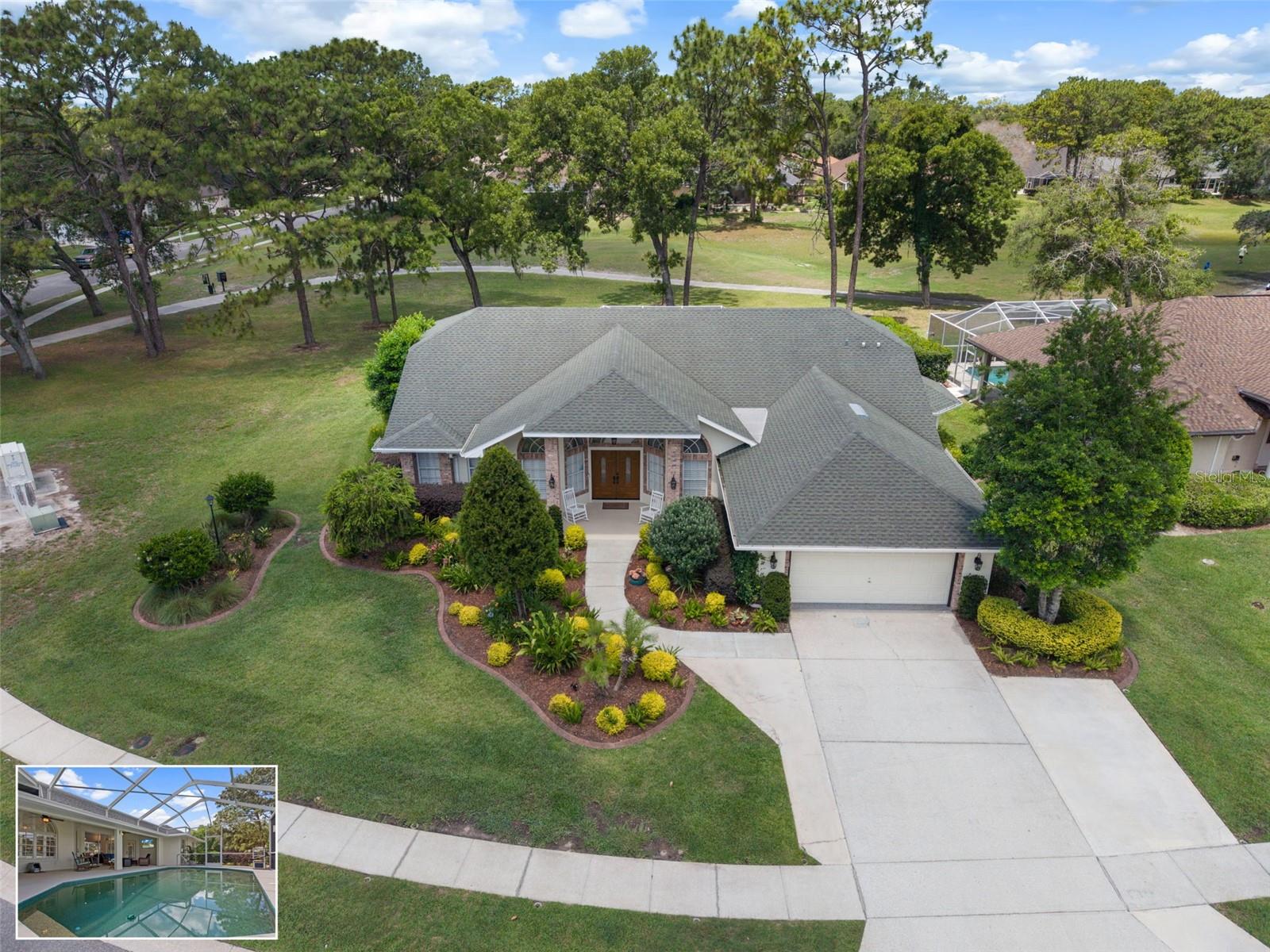 Stunning, sophisticated, & truly unforgettable are the words used to describe this extensively remodeled luxury pool home located within the prestigious Silverthorn Golf & Country Club community offering an exceptional blend of elegance, comfort, & craftsmanship. Featuring more than $240,000 in upgrades & improvements, every detail of this extraordinary residence has been thoughtfully redesigned w/ timeless finishes & upscale enhancements throughout.Perfectly positioned on a desirable corner lot overlooking the 12th tee. Outstanding curb appeal w/ lush tropical landscaping, ambient lighting, concrete borders, low-maintenance design, spacious 3-car driveway & stunning front porch.   Step through the beautiful double entry doors into inviting interior showcasing soaring vaulted ceilings, designer lighting, smart home features, & flowing open-concept layout ideal for both everyday living & entertaining. Formal living & dining areas seamlessly transition into an expansive family room offering custom-built entertainment wall & built in electric fireplace, breathtaking view of lanai & heated pool thru 8 ft triple sliding doors. Custom retractable Sunbrella shades provide additional comfort & privacy.Your completely reimagined kitchen serves as the centerpiece of home, offering beautifully updated custom cabinetry, sparkling quartz countertops, upgraded appliances, double ovens, under/over-cabinet lighting, custom pantry organization, & a redesigned breakfast nook.Even the laundry room has been elevated with exceptional storage solutions, designer finishes & custom cabinetry.Owner’s suite offers peaceful retreat featuring tray ceilings, adjustable ambient lighting, & thoughtfully designed custom closet systems. A spa-inspired owner’s bath is equally impressive w/ quartz countertops, elegant cabinetry, grand soaking tub, crystal chandelier, plantation shutters, & oversized glass-enclosed walk-in luxury shower.Next to family room, a flex space is ideal for private ofc, fitness rm, or sitting area. Filled with natural light & accented w/ custom plantation shutters, it is one of the most charming spaces in the home.Split-bedroom floor plan provides privacy for family & guests, while both secondary bedrooms feature custom closet organization systems. The guest bath is beautifully renovated w/ elegant finishes.Luxury living continues outdoors w/ heated PebbleTec lagoon-style pool-an incredible outdoor oasis. Enjoy pool cage lighting, covered lanai, & separate paver patio perfect for grilling, entertaining, or simply relaxing/sunbathing.The oversized garage is equally impressive-loaded w/ premium upgrades including custom floor, LED lighting, NewAge storage systems w/ under cabinet lighting, custom storage racks, new Lift Master garage door opener w/ integrated video tech, retractable Sunbrella screen door, recently installed golf cart garage door opener w/custom golf pad, & new hot water heater.Located within the highly sought-after Silverthorn Golf & Country Club community offering golf, dining, pickleball, & resort-style amenities, this home presents a rare opportunity to own a truly turnkey luxury property where every detail has already been completed for you.Homes of this caliber rarely become available, & photographs simply cannot capture the true beauty, craftsmanship, and care poured into this exceptional residence. Ask your agent for the complete list of upgrades and improvements.
