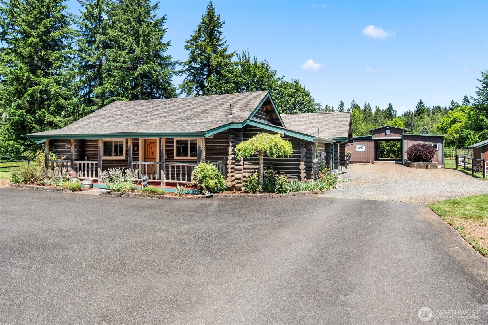 Stunning log home on 4.27 acres. Offers 3 beds, 1 bath (space to add second), granite counters, custom cabinets w/etched glass, solid hickory floors, woodstove & heated bathroom floors. Finished 2,400 sf shop w/ RV bay. 3-stall barn w/ foaling stall, tack room, indoor & heated outdoor wash racks. 70x156 covered riding arena w/overhead sprinklers, 20T hay storage. Trails, galloping track, hot walker, four 50x50 pens w/2-stalls, backyard gazebo & more! Don’t miss your chance to own this rare gem!