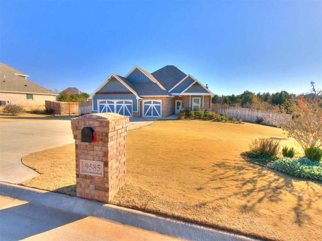 Experience refined living on a breathtaking 2.08-acre estate in the exclusive Prairie Meadows community. Surrounded by manicured landscaping, gravel walking paths, willow trees, and three natural creek beds, this residence offers rare privacy with an expansive wooded backdrop and only one neighboring home.Inside, the great room impresses with a coffered ceiling, stacked-stone corner fireplace, and three seven-foot windows that fill the space with natural light. The dining area features an entire wall of custom cabinetry, while the designer kitchen showcases built-in stainless steel appliances, 3 CM countertops, a striking tile backsplash, and a dramatic bat-wing island with a farmhouse sink, ample seating, and generous prep space. A spacious walk-in pantry completes this exceptional culinary setting.The primary suite is a serene retreat with a sloped ceiling detail and a spa-inspired bath offering a dual-sink vanity, European-style walk-in shower, jetted tub, and large walk-in closet. Three additional main-level bedrooms provide versatility, with one ideal for a sophisticated home office. A mudroom and sizable laundry room add convenience and functionality.Upstairs, a private bonus suite with closet and attached bath provides the perfect guest space, media room, or lounge.Notable enhancements include a storm shelter, expanded attic storage, tankless water heater, whole-home purification system, and a sprinkler system covering the first acre. The fully fenced property features dual gates, including an oversized gate ideal for trailer access.Enjoy 315 sq. ft. of luxurious outdoor living with a wood-burning fireplace and gas hookup for grilling—perfect for elevated entertaining in your own private sanctuary.