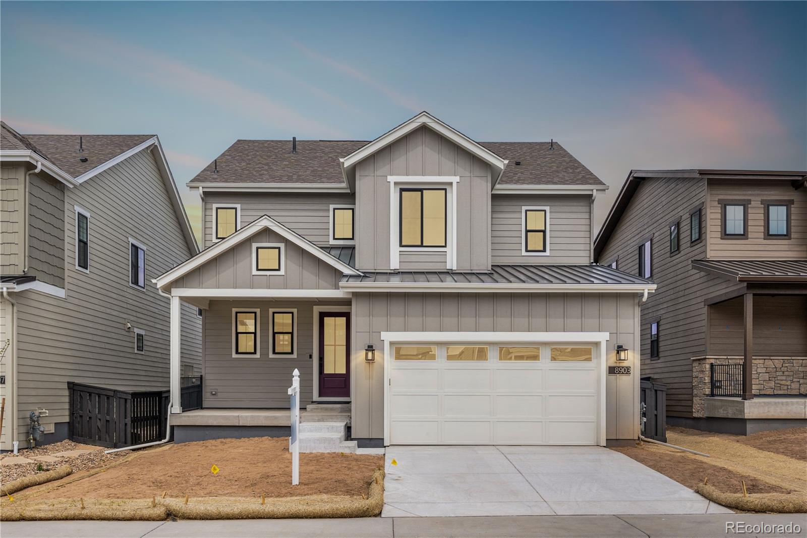 Beautiful two-story home in the desirable Solstice Community by Shea Homes. Solstice is surrounded by Chatfield State Park on 3 sides of the community and acreage parcels on the 4th side. This two-story home has 4 bedrooms, 3.5 baths, loft, study, fireplace, covered patio, and 2 bay garage.  Design finishes include luxury vinyl plank flooring in Suva Oak, AZT engineered stone counter tops in Hana Sky, and Yorktowne Brockton maple painted cabinets in White Icing and Dockside.   Please contact a community representative for details.  The Mirabelle Metropolitan Districts provide various services to the property and in addition to the estimated taxes, a $40 per month operations fee is imposed.