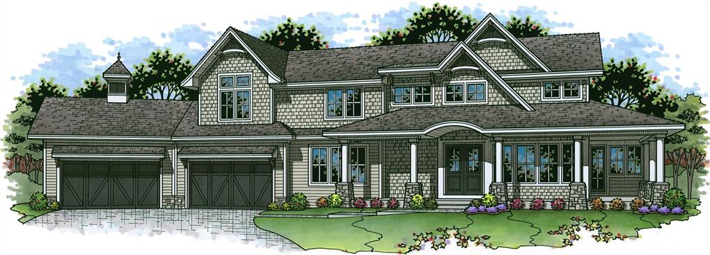 Timeless elegance meets distinguished design in Roeser Home's Artisan Home. Situated on a picturesque treed, walkout lot on a quiet cul-de-sac in Hidden Lake Estates of Cedar Creek. This stunning home is filled with custom finishes inside and out.  Impressive front elevation with wrap-around covered porch, custom stained cedar garage doors, tile roof, and brick pavers on front porch. This brand new floor plan features 6 beds, 6 full and 3 half baths, over 6800 sqft finished on three floors with a finished walkout lower level that walks out to a stunning pool in the back. The main level showcases soaring ceilings, a great room adorned with exposed beams, floor-to-ceiling stone fireplace and built-in window seats. The gourmet kitchen features marble tops and backsplash, oversized pantry, glass-front doors with illuminated shelves, a prep kitchen with bar cabinets and additional sink. Formal dining room or cozy eat-in breakfast space behind kitchen. Expansive primary suite on main level is a private oasis complete with as tone facade fireplace accented by ceiling trim details and prefinished white oak hardwood floors. The spa-like primary bath offers heated tile floors, a skylight over the shower, frameless glass enclosures, a freestanding tub, and private laundry connected to walk-in closet. Den/study on main level with built-in shelves and fireplace. Upstairs has an additional living space with a loft featuring custom trim and recessed lighting, multiple bedrooms with zero-entry showers and frameless doors, and a secondary laundry room. The fully finished 12-foot walkout basement, spanning over 2,300 square feet transforms entertainment with built-in bunks in two secondary bedrooms, multiple bathrooms including a convenient pool bath, a workout room, rec room with wet bar and wine room - ideal for entertaining and relaxing. Planned to be showcased on the 2026 KC Artisan Home Tour. Enjoy Cedar Creek amenities and resort-style living.