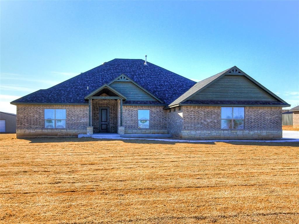 *****BUILDER IS OFFERING $10,000 IN INCENTIVE MONEY THAT YOU CAN USE TOWARDS CLOSING COSTS, UPGRADES OR EVEN A RATE BUY DOWN!**********SPECIAL OFFER, 1% BONUS PROVIDED BY PARTICIPATING LENDER TO BE USED TOWARDS CLOSING COST OR INTEREST RATE BUY DOWN.*****For added peace of mind, this home includes the standard builder’s warranty plus an additional 10-year Limited Structural third party Warranty through RWC, offering long-term confidence in your investment!Discover the perfect blend of comfort, space, and versatility in this stunning 5-bedroom, 3-bath home designed for both everyday living and entertaining. The inviting family room features a warm wood-burning fireplace, creating a cozy centerpiece for gatherings, while the flexible bonus/game room offers endless possibilities for recreation, work, or relaxation.The kitchen is a standout with granite countertops, stainless steel appliances, and ample prep and hosting space—ideal for everything from weeknight dinners to weekend celebrations. A generously sized utility room adds convenience and keeps your home running smoothly.Enjoy outdoor living year-round with a covered front porch for morning coffee and a covered back patio perfect for evening unwinding and taking in beautiful Oklahoma sunsets.For car enthusiasts, hobbyists, or anyone needing extra space, this property delivers in a big way with a 4-car attached garage plus an impressive 30x40 shop featuring a concrete pad, overhead door, walk-through door, and moisture barrier insulation—ready for projects, storage, or toys of all kinds.Complete with a private well and aerobic septic system, this home offers added independence and efficiency. Spacious, functional, and full of possibilities—this is one you won’t want to miss. Schedule your showing today!For informational purposes: HOA dues are $400 per year. This amount is sometimes posted as monthly on real estate websites.