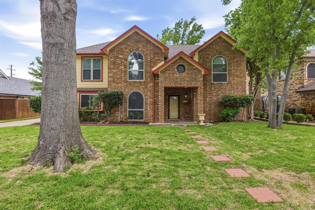 Nestled within the highly desirable Countryside Estates and the sought-after Grapevine-Colleyville ISD, this residence offers a thoughtful and versatile layout designed for modern living. The main level welcomes you with engineered wood floors that flow seamlessly through the formal living and dining areas. At the heart of the home, the kitchen features granite countertop and stainless steel appliances opening directly into an inviting family room anchored by a cozy fireplace. The primary suite provides a private retreat on the first floor, recently updated with new tile flooring. The upper level is equally well-appointed, featuring two additional bedrooms and a full bath, along with a flexible bonus room. This bonus space includes a full-size closet and has been effectively utilized as a fourth bedroom, all finished with new tile flooring. Practicality meets style in the two-car garage, which boasts a epoxy floor finish for easy maintenance. Outside, the property extends its living space with a pavestone patio and a large gazebo creating a perfectly shaded sanctuary for relaxation. Positioned just minutes from premier local dining, shopping, and DFW Airport, this home offers a blend of comfort and convenience in a prime North Texas location.