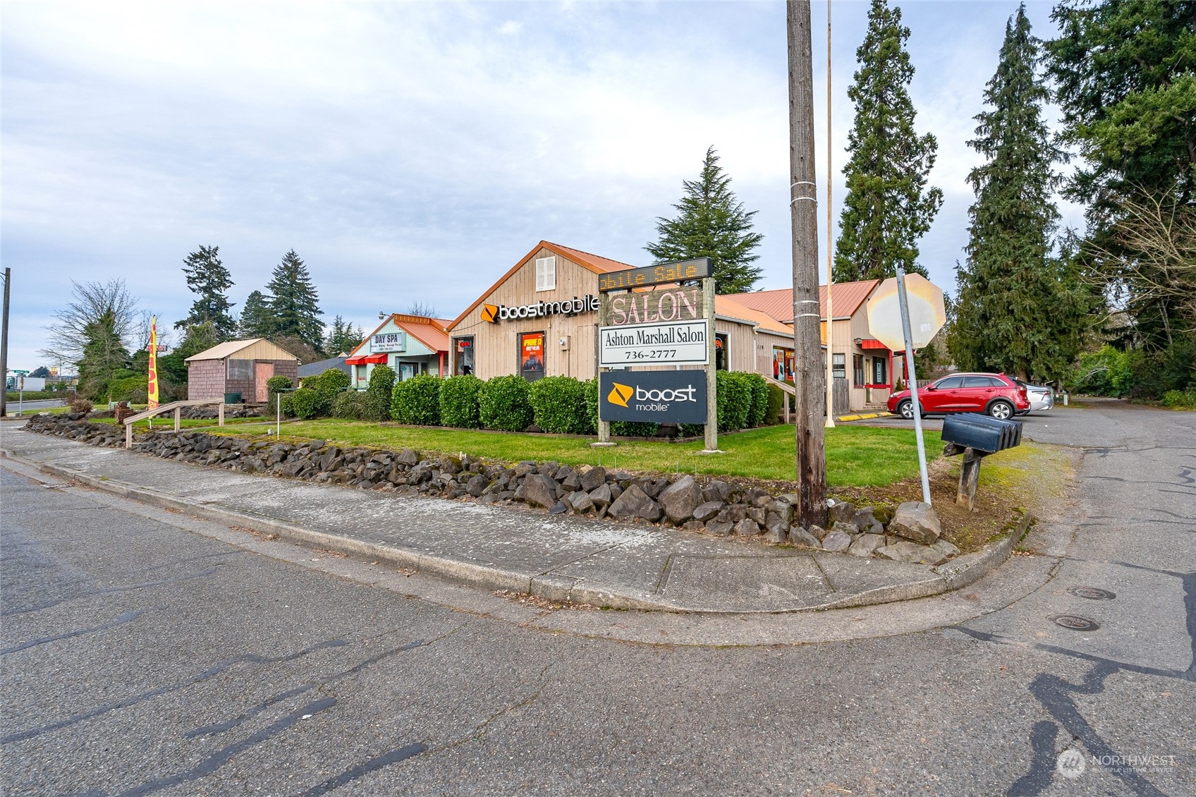 Prime location. I-5 Exit #82. Gateway to Centralia. Large commercial building, always rented. 20+ parking spaces & a 2,721 sq. ft home in fair condition with 3 bdrms, 1 3/4 bth, huge stone fireplace, 2 additional office rooms + a double garage. In total, property is 41,000 sq. ft. on **3 separate parcels, with building, house & parking lot. Commercial building has 4 rented spaces & an empty space for more rent. Current rents are very low. Property has not been on the market since the 80's. You could buy this property and sell off the house, making this commercial listing very affordable.