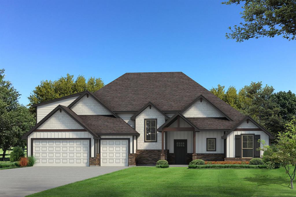 This Zade Bonus Room floor plan includes 3,105 Sqft of total living space, which features 2,850 Sqft of indoor space and 255 Sqft of outdoor living. This spectacular home offers 4 bedrooms, 3 bathrooms, a bonus room, a utility room featuring a utility sink, a mudroom, covered patios, and a 3-car garage with carriage doors and an in-ground storm shelter installed. The great room welcomes wood-look tile, a breathtaking cathedral ceiling with crows feet and a cathedral chandelier, a ceiling fan, a luxurious 3-panel sliding door with a 4' back patio extension, rocker switches throughout, a gas fireplace with a stacked stone detail, and Cat6 wiring. The up-scale kitchen presents stainless steel appliances featuring a 5-burner cooktop and double ovens, 3 CM countertops, well-crafted cabinets to the ceiling with under cabinet lighting and cabinet hardware installed throughout, a corner pantry, decorative tile backsplash, more wood-look tile, exclusive pendant lighting, and a large waterfall island equipped with a trash can pullout, dishwasher, and a spacious sink. The primary suite has a sloped ceiling detail with a ceiling fan, windows, carpeted flooring, and our cozy carpet finish. The primary bath includes a European walk-in shower, a free-standing tub, a private water closet, a dual sink vanity with framed mirrors, 3 CM countertops, and a HUGE walk-in closet! Secondary bedrooms all feature high ceilings with a ceiling fan, spacious closets, windows, and carpeted flooring. Step outside to enjoy the covered back patio which offers a wood-burning fireplace, a gas line, and a TV hookup. Other amenities for this new build include our healthy home technology, a tankless water heater, a whole home air filtration system, R-44 insulation, and so much more!