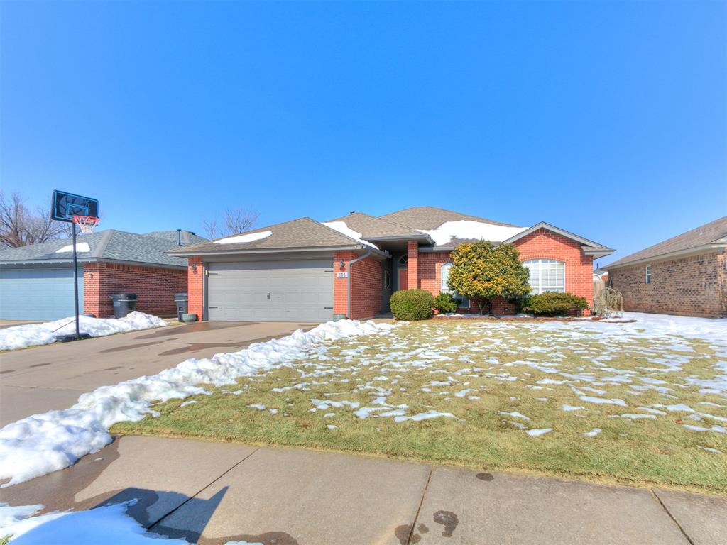 Welcome to this spacious living room featuring beautiful, newer flooring, built-in shelving, and a cozy gas-log fireplace. The living area flows seamlessly into the dining space, highlighted by a charming bay window, newer flooring, and updated light fixtures.The kitchen offers a breakfast bar, pantry, newer microwave, new faucets, updated light fixtures, and opens to the inside utility room with ample storage—making it both functional and inviting for everyday living.Just off the living area is a dedicated office with French doors and generous space, ideal for working from home or a flexible bonus area.The front bedroom features vaulted ceilings, while the second bedroom includes a walk-in closet. The primary suite is spacious and well-appointed with vaulted ceilings and a private bathroom featuring double vanities, his-and-hers closets, new faucets, a walk-in shower, and a large garden tub.Additional highlights include a covered back patio, partial guttering, an 11x8 exterior storm safe room, and an 8x12 workshop with electricity. The garage attic also offers additional decking for extra storage.This very well-maintained home has received numerous updates, including newer flooring in the living room, kitchen, office, and dining area (2024), updated light fixtures and paint, replacement of most windows (excluding front windows), a newer AC unit, a tankless water heater (2022), updated plumbing lines (2024), a roof approximately three years old, GFCI outlets throughout, a surge protector added to the fuse box (2024), French drains, and a new thermostat. Don't miss out on this one!  Call today for your personal tour!