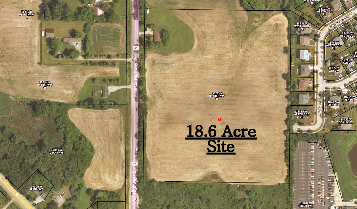 Opportunity Knocks!  18.6 acres available for annexation and development in the Village of Lindenhurst with sewer and water available.  The size, shape and virtually no wetlands allow for a variety of development plan options. This location, with its direct access to the Interstate Highway System, allows distribution to approximately 9% of the US population within a 5 hour drive time. Acquiring the abutting, peripheral 6.7 acres (listing #09992083) allows for additional Rte. 45 frontage, and creates Rte. 132 frontage.