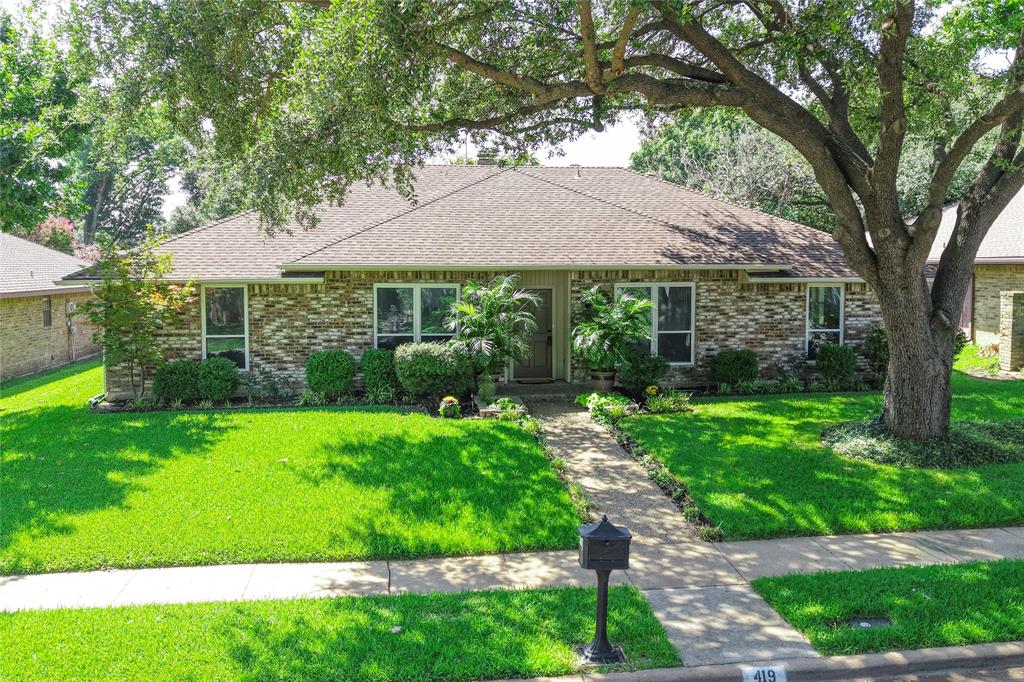 Beautiful 4-bed home with refreshing pool in West Richardson! Walk up on a lush front yard and expansive oak tree that sweeps the yard in shade. Inside, enjoy vaulted ceilings in a roomy and inviting layout. Kitchen features pull out drawers, a convection oven, and a clean timeless white aesthetic that connects to both the formal dining room and a breakfast area with pool views. Spacious open family room makes entertaining easy year-round & features an earthy brick fireplace & surround sound speakers. The split-bedroom layout includes a large primary suite with a fully updated ensuite bath (2022) showcasing charcoal granite counters, dual walk-in closets, and a pebble stone shower floor that is sure to please. Oversized 2nd primary bedroom features vaulted ceilings and opens to the covered patio & pool. The hall bath connects privately to another bedroom. Enjoy peace of mind with energy efficient double pane windows & cast iron pipes replaced with PVC under house. Want more? Canon ball into the inground pool in this spectacular shaded backyard. BBQ’s and pool parties come easy with this aesthetically pleasing space wrapped in a board on board wood fence. Sprinkler system makes yard maintenance light work. Zoned for sought-after Pearce HS and minutes from UT Dallas, parks, and dining—make this move-in-ready home yours before the holidays!